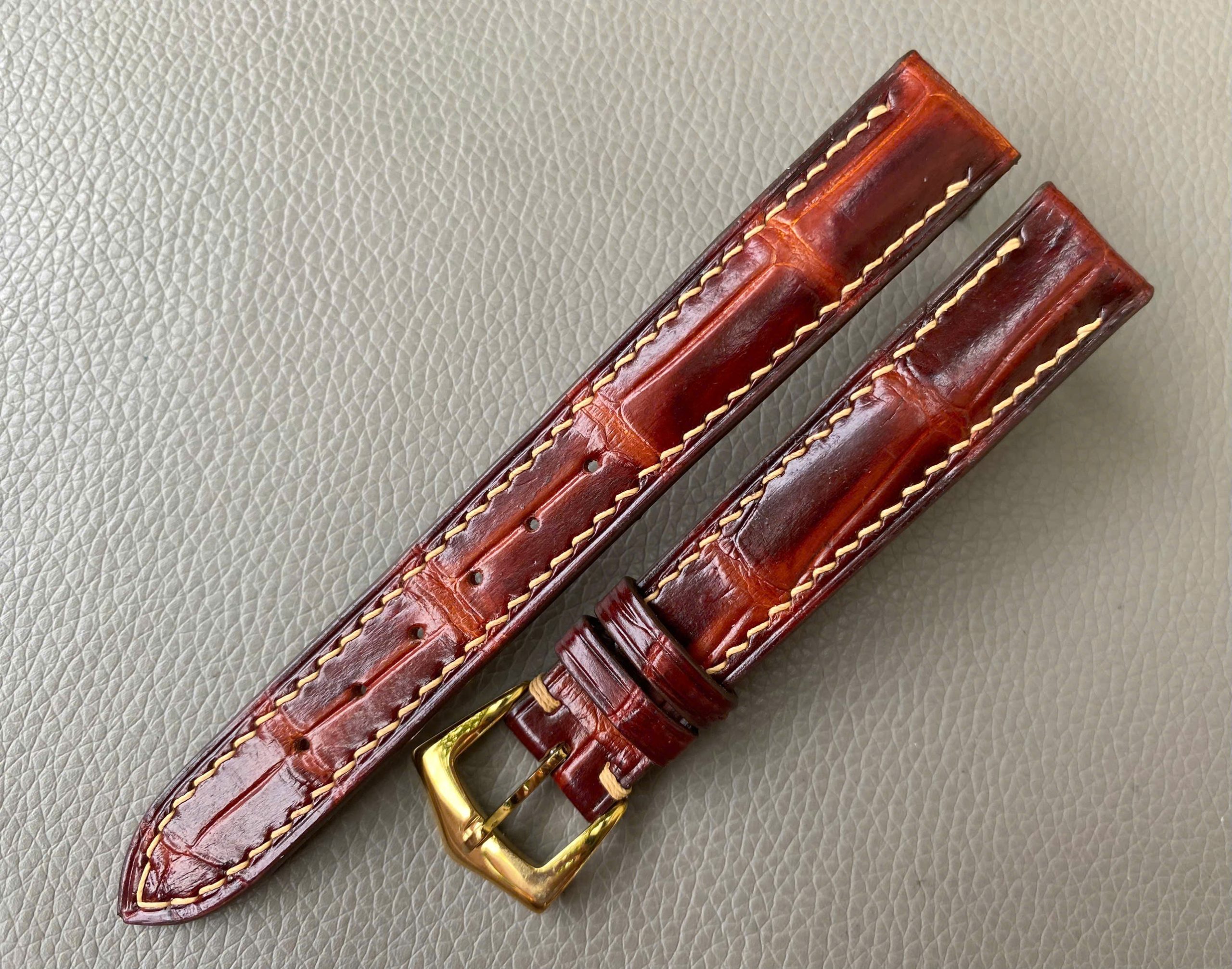 Open Ended Genuine Alligator Crocodile Leather watch strap band - Image 2