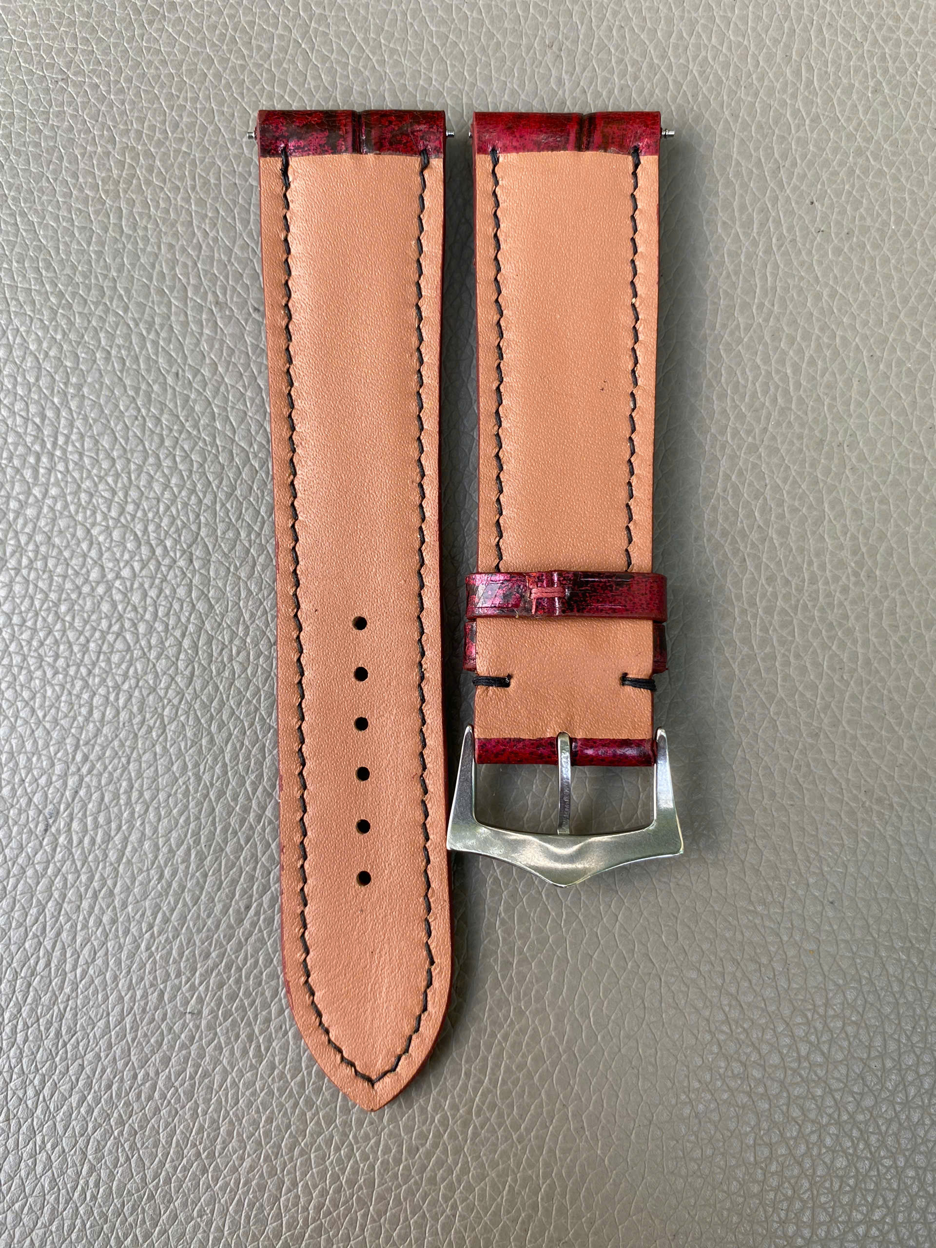 Pink Genuine Crocodile Allidator leather Watch Strap Band - Image 3