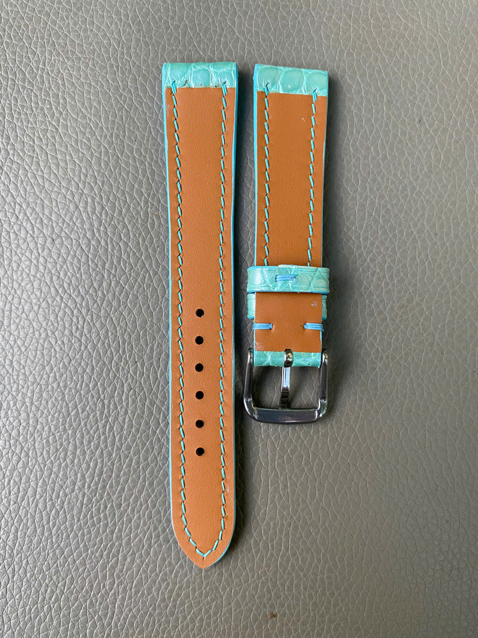 Turquoise Genuine Crocodile Allidator leather Watch Strap Band - Image 2