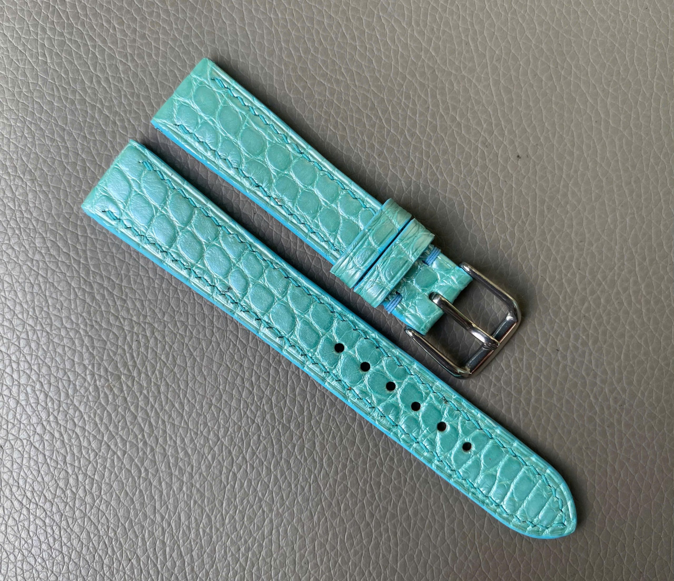 Turquoise Genuine Crocodile Allidator leather Watch Strap Band