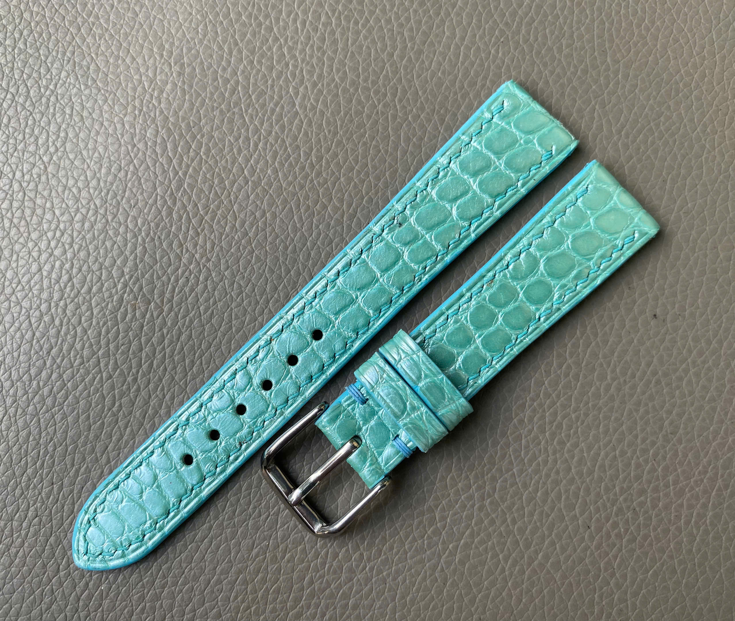 Turquoise Genuine Crocodile Allidator leather Watch Strap Band - Image 3