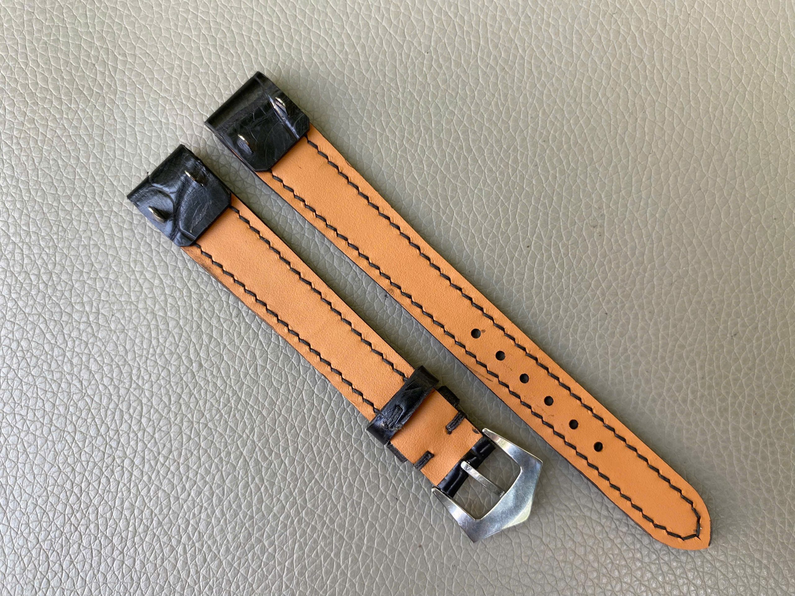 Open Ended Genuine Alligator Crocodile Leather watch strap band - Image 4
