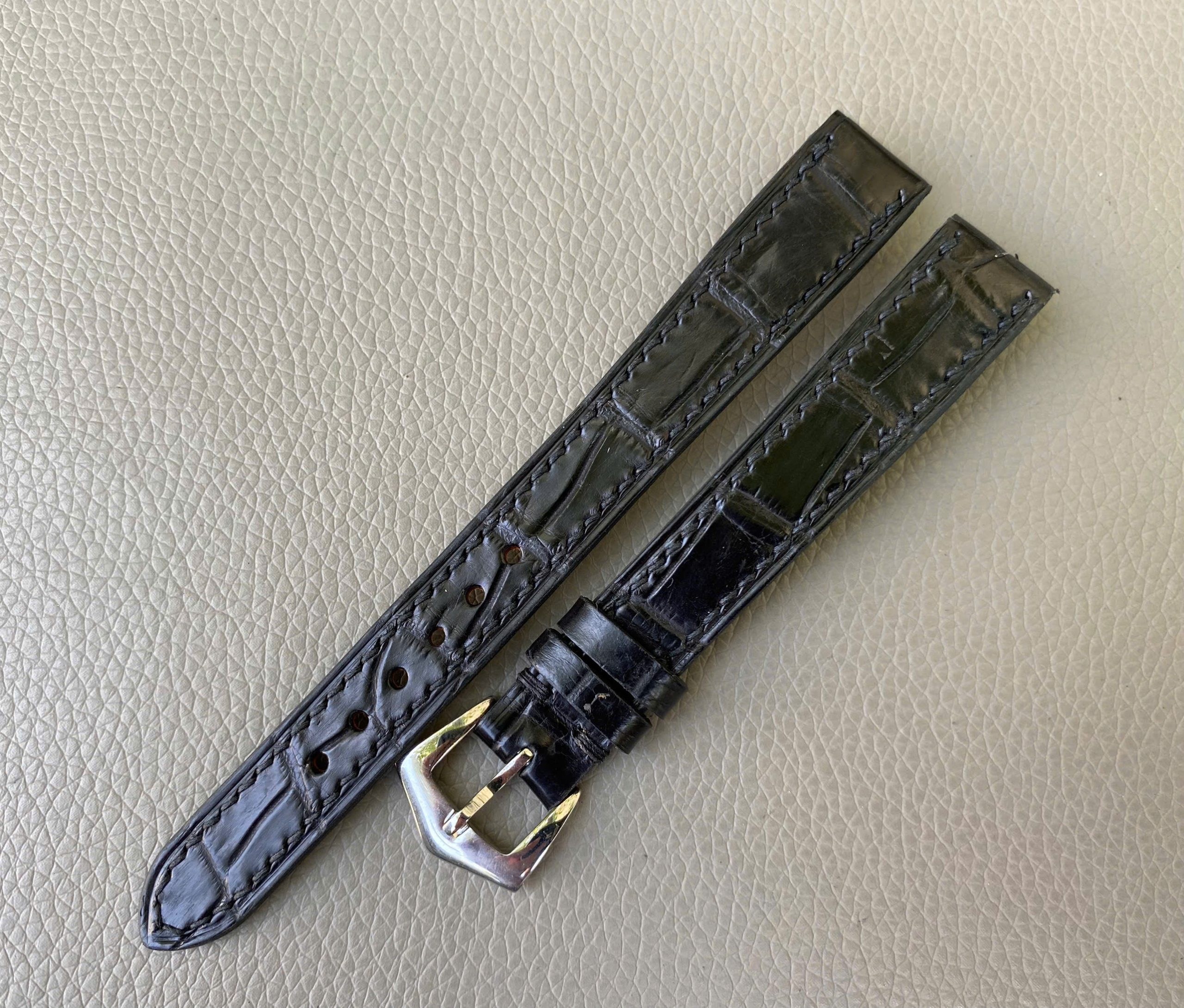 Open Ended Genuine Alligator Crocodile Leather watch strap band - Image 2