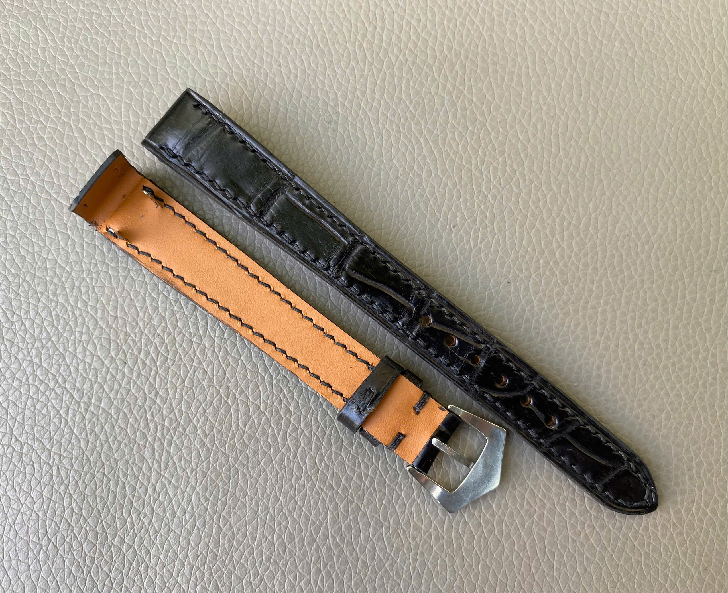 Open Ended Genuine Alligator Crocodile Leather watch strap band