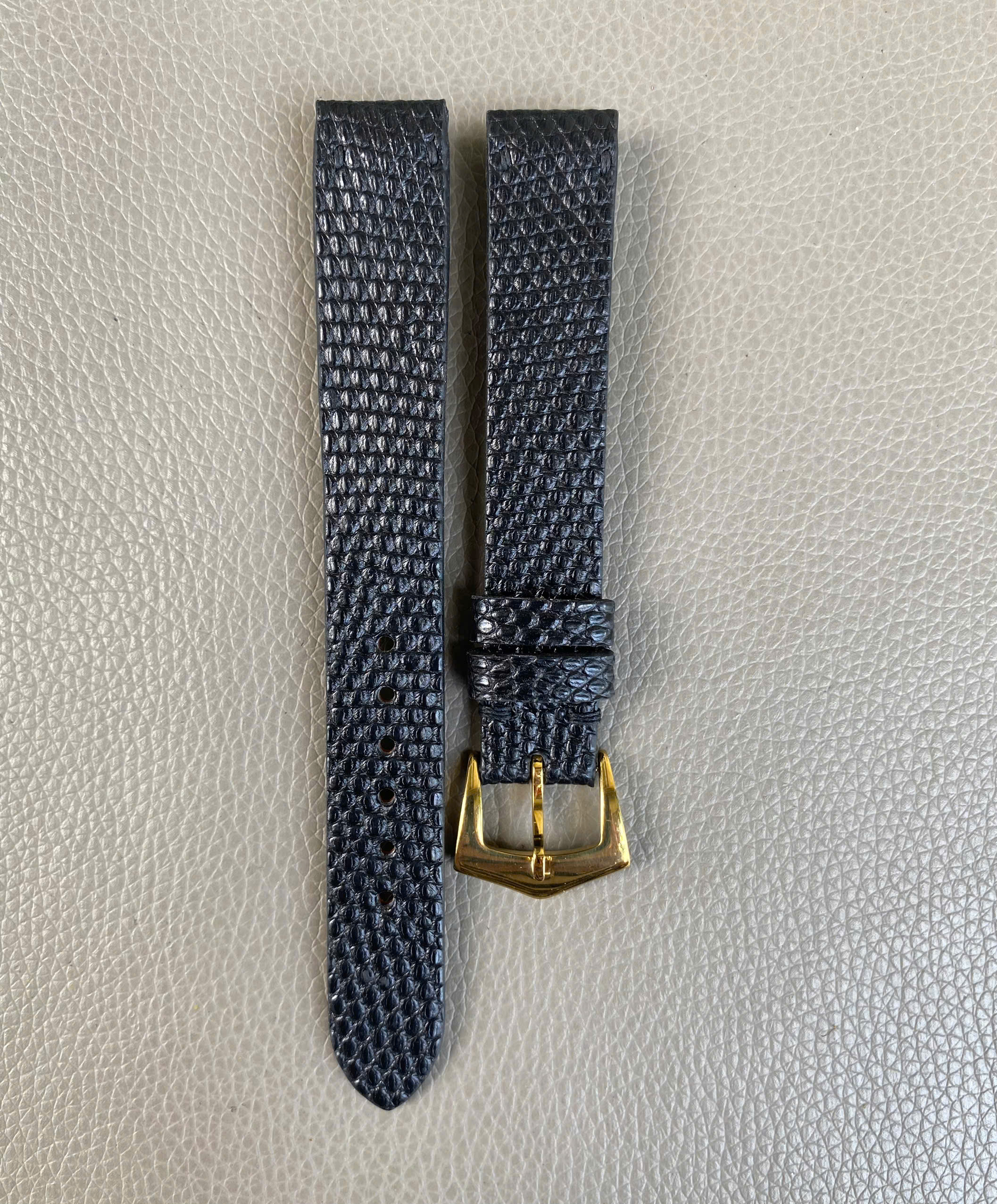 Opend Ended Black Genuine Lizard Leather Watch Strap Band - Image 4