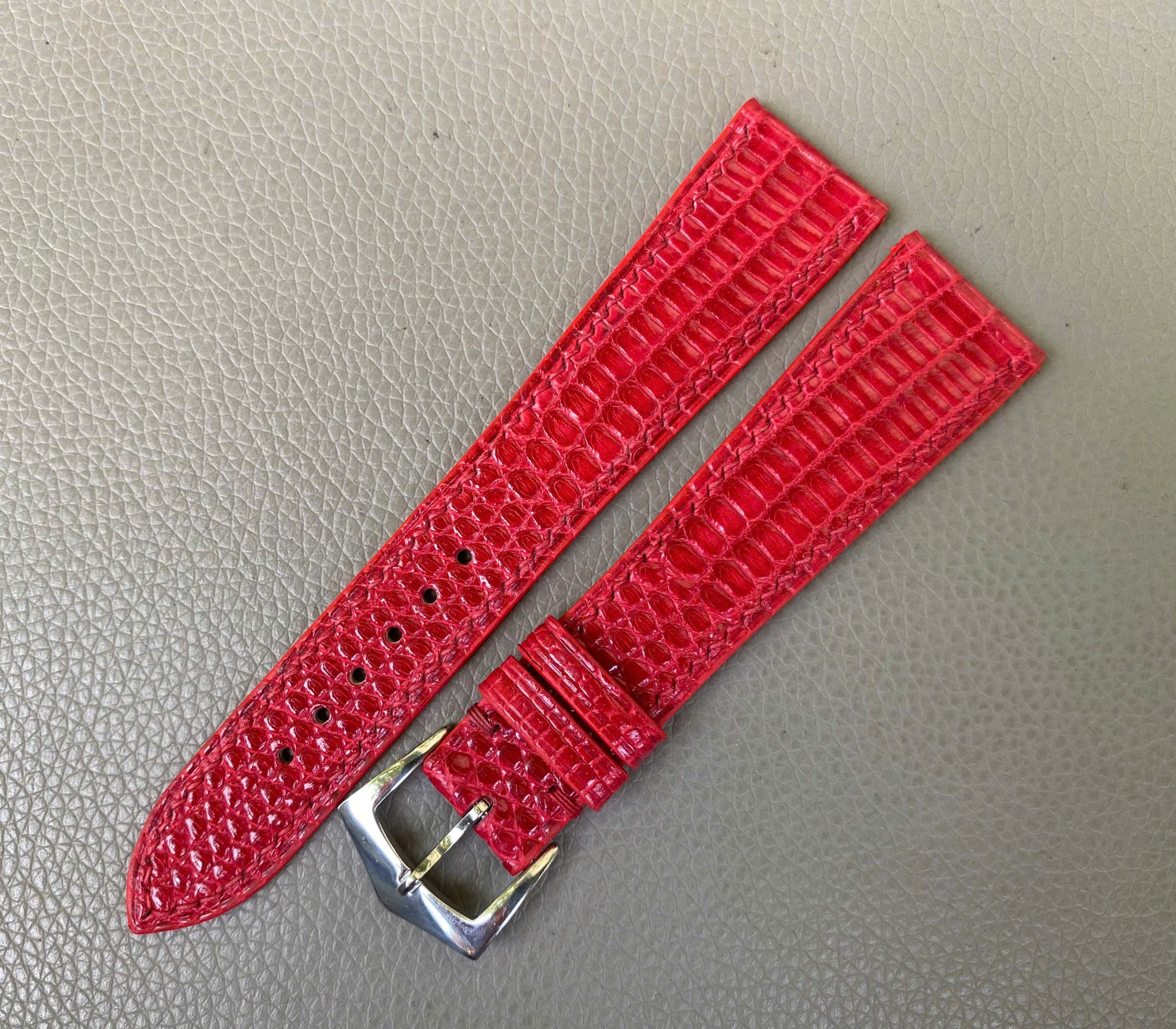 Red Genuine Lizard Leather Watch Strap Band - Image 2