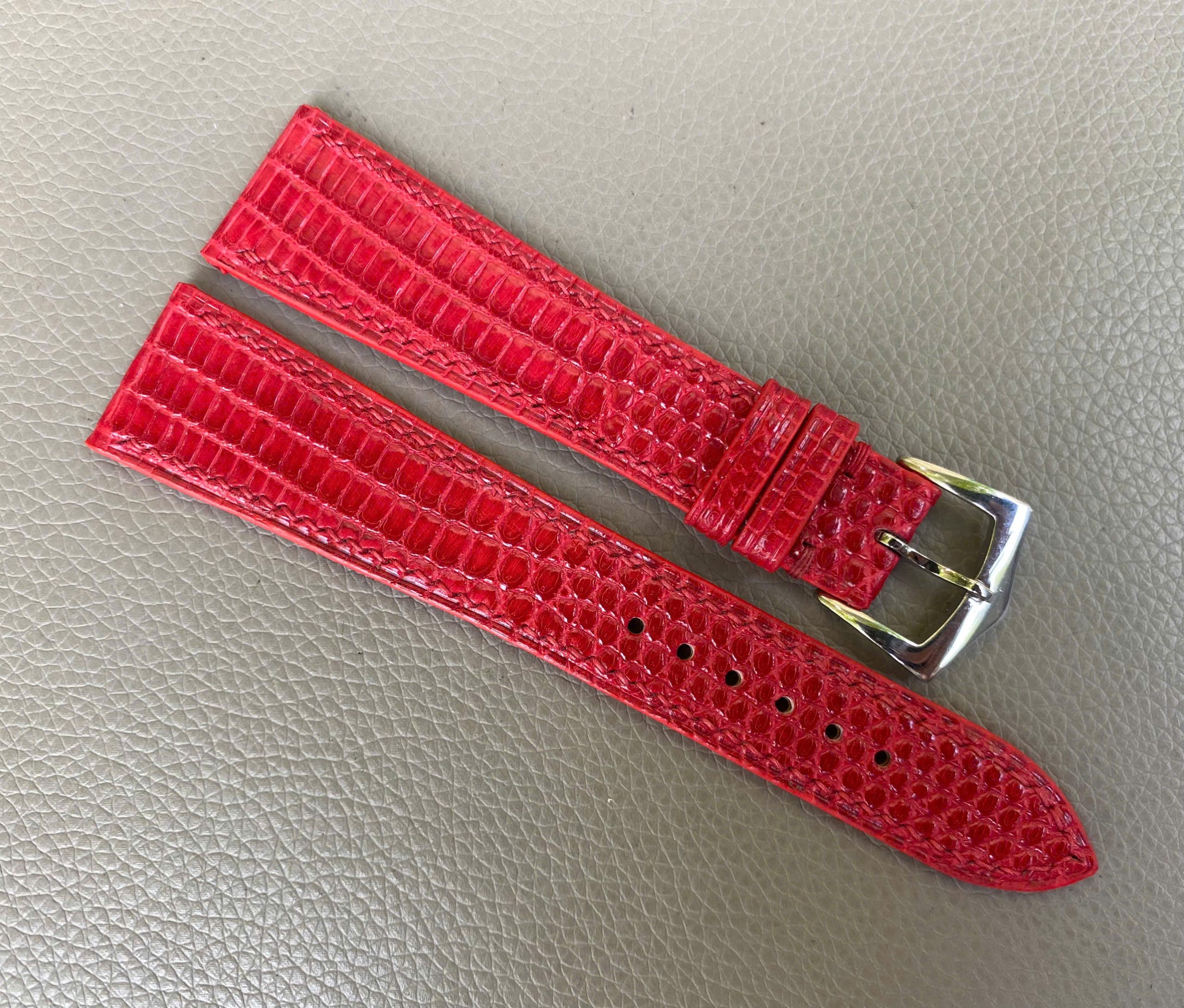 Red Genuine Lizard Leather Watch Strap Band