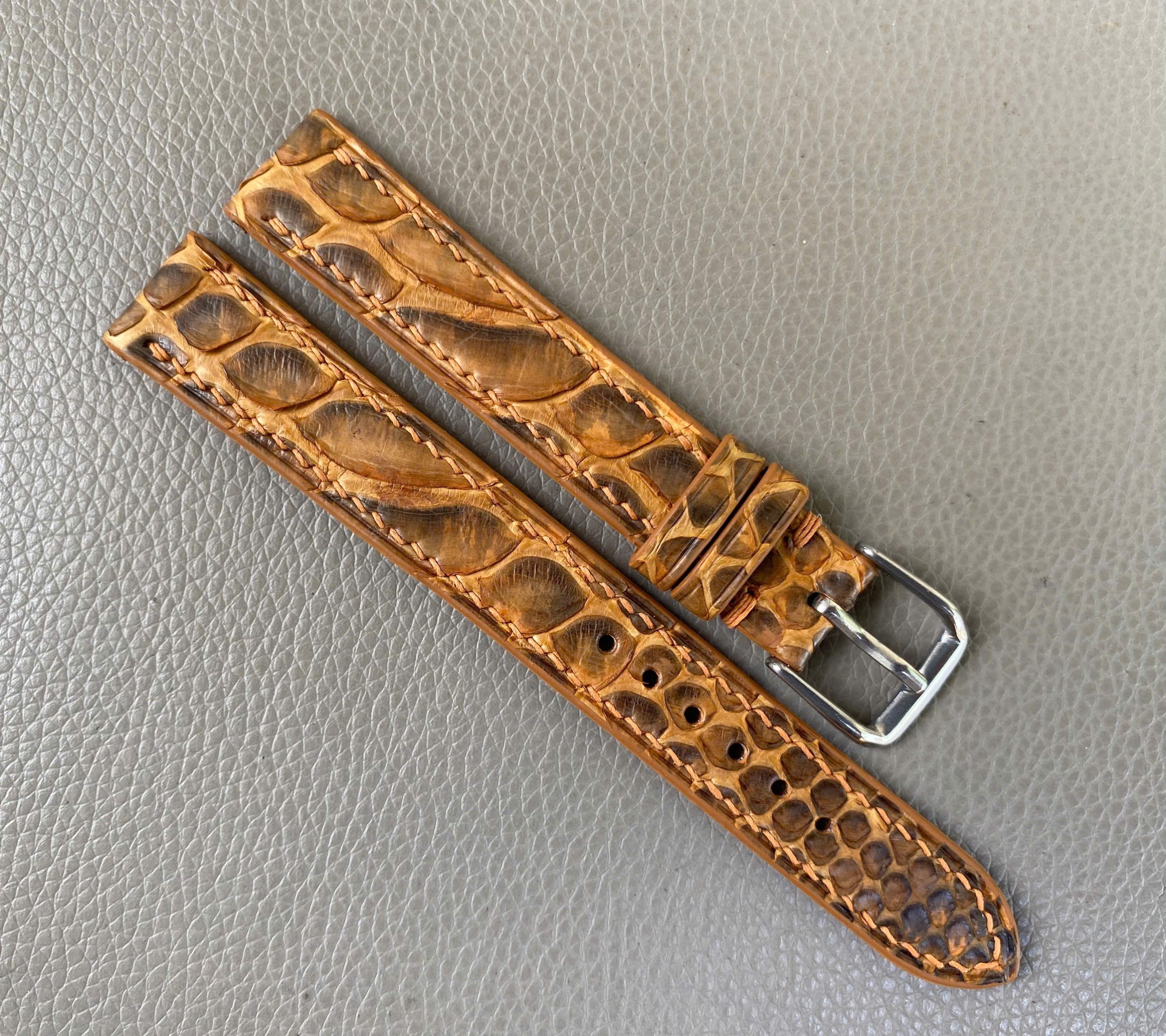Brown Genuine Python leather Watch Strap Band