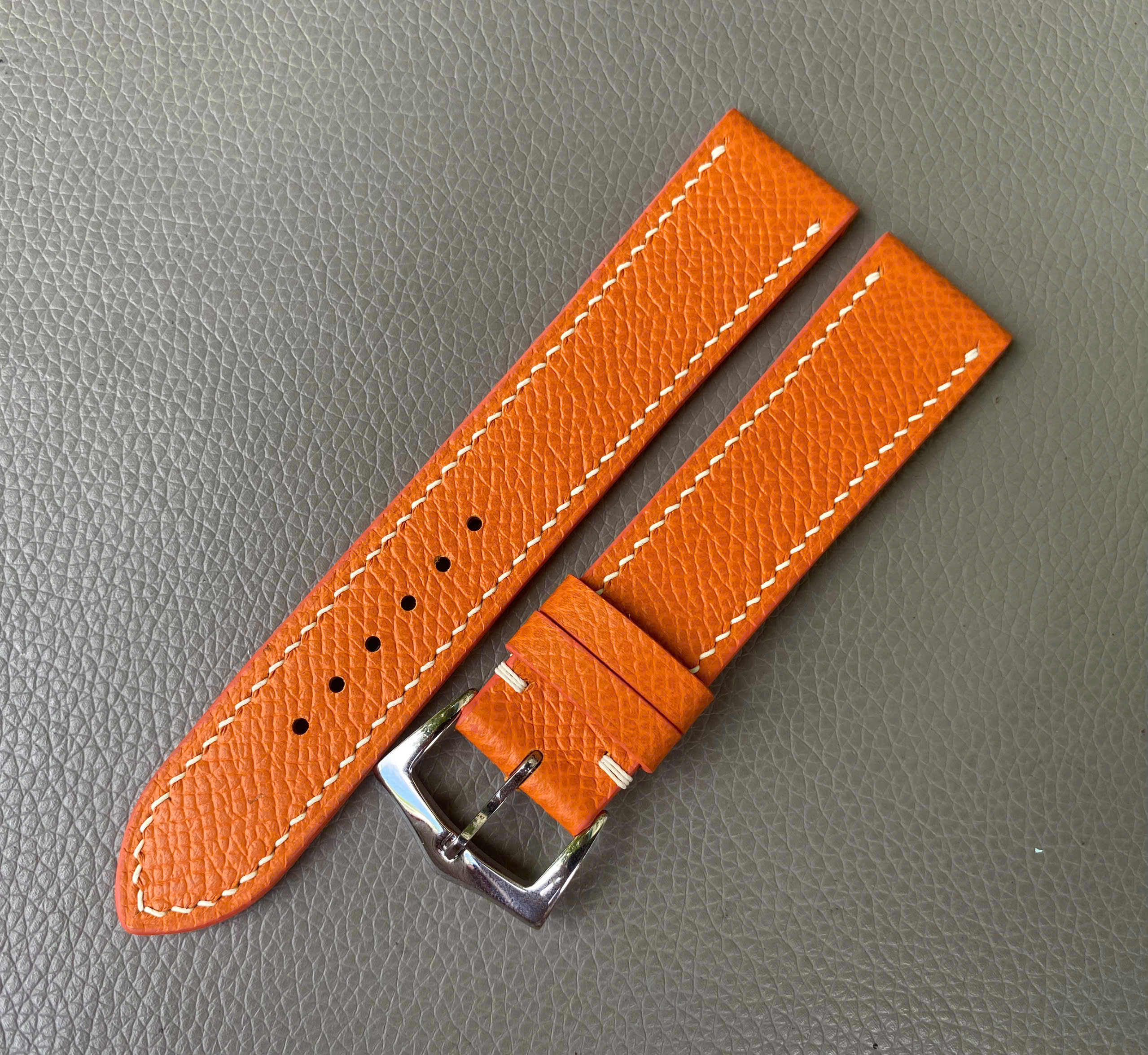 Orange Genuine Epsom leather Watch Strap Band - Image 2