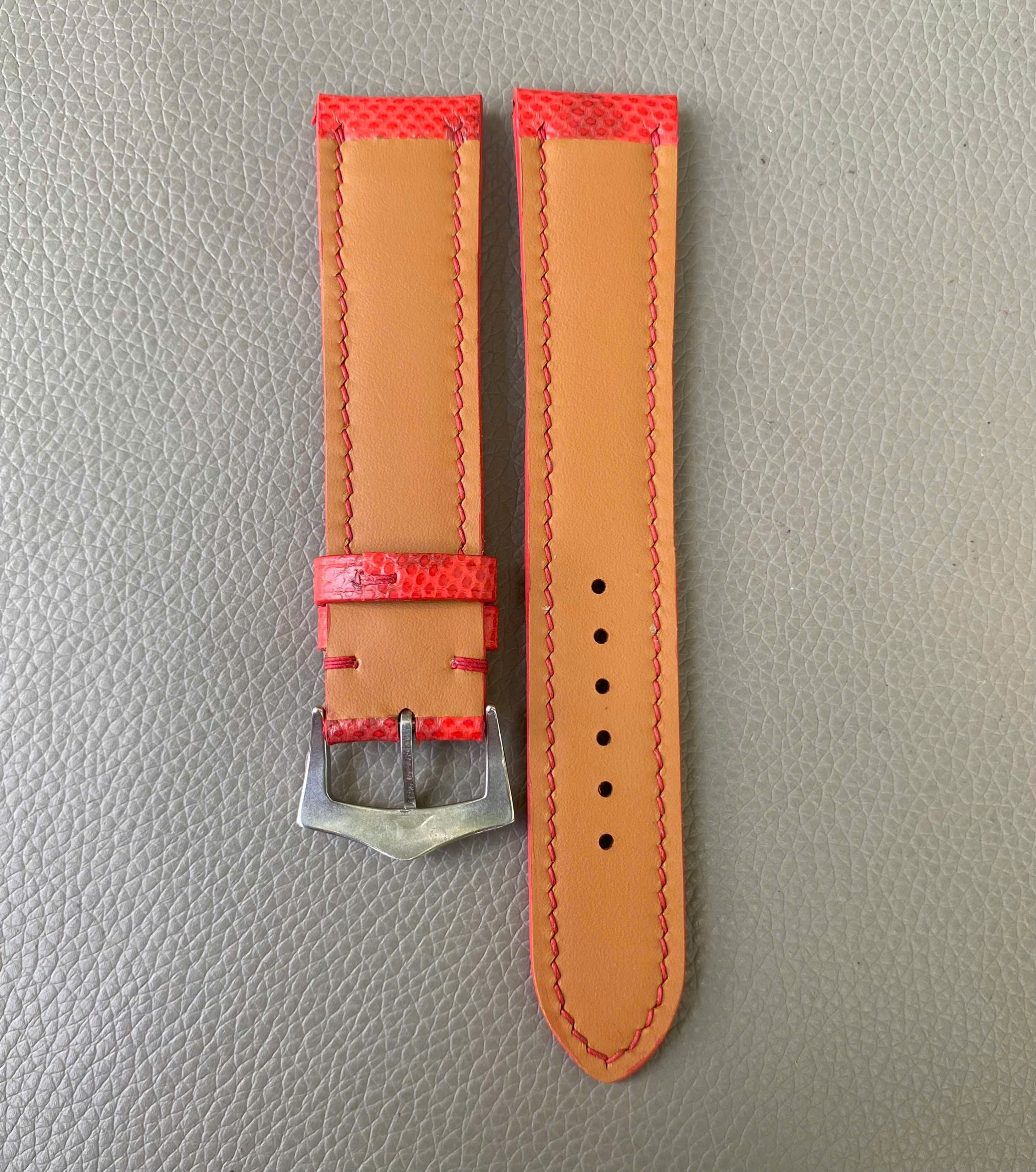 Genuine Karung Snake Leather Watch Strap Band-Red - Image 3
