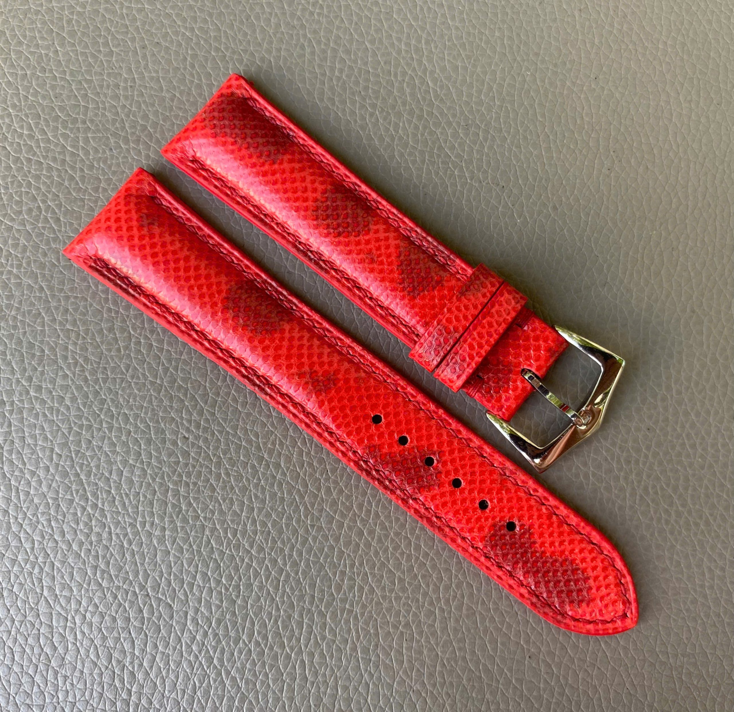 Genuine Karung Snake Leather Watch Strap Band-Red