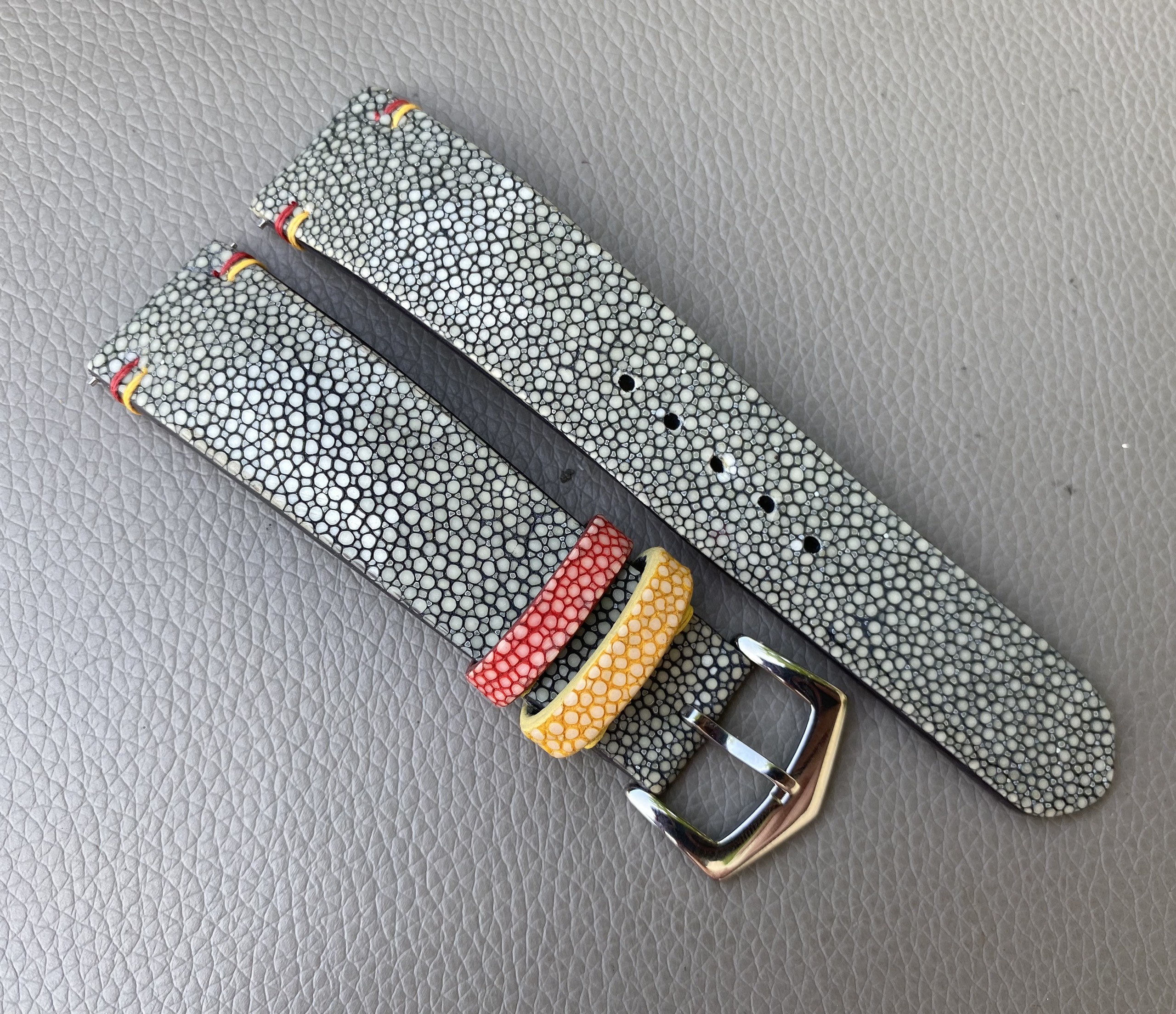 Gray Black Genuine stingray leather Watch Strap Band