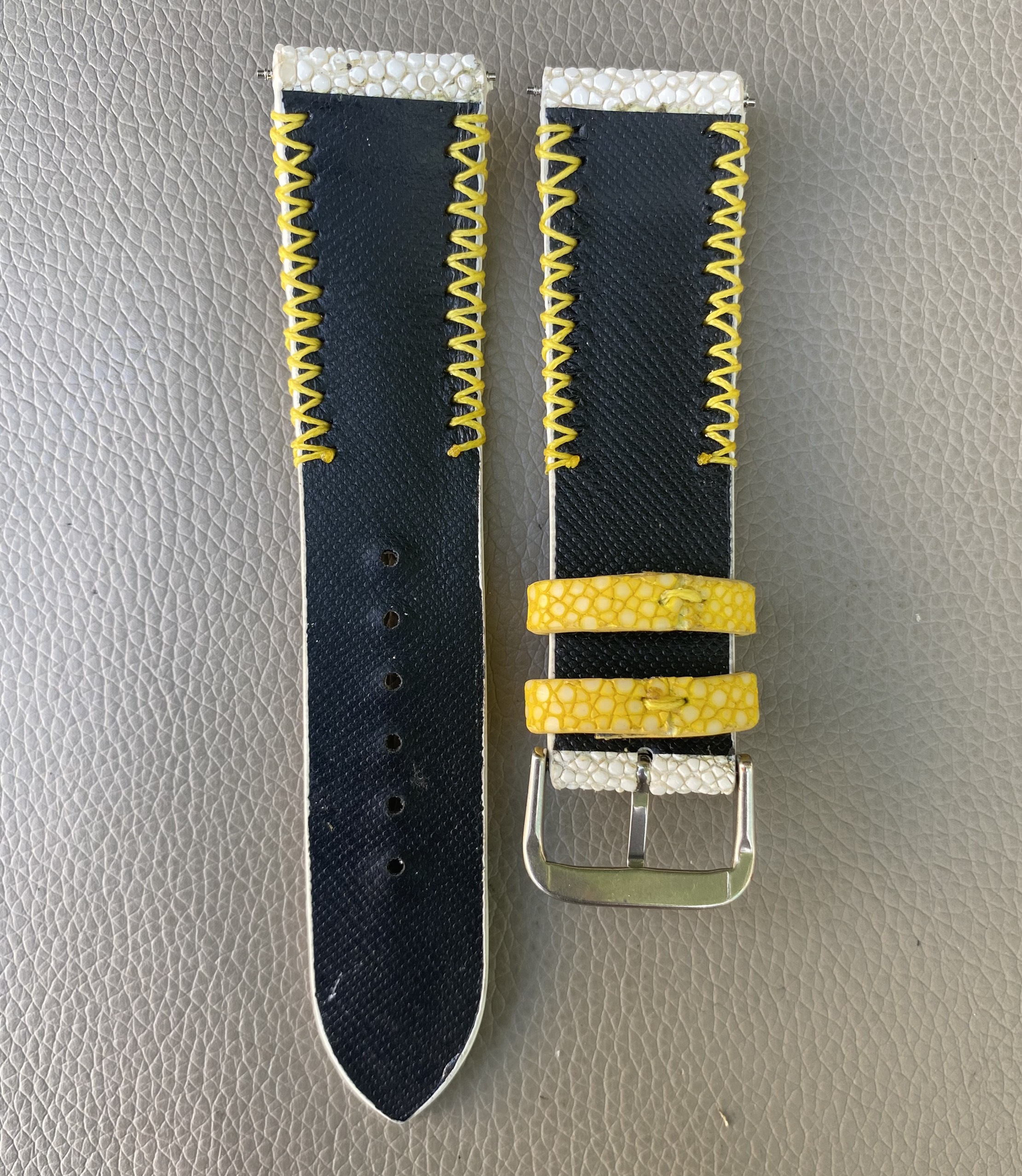White Genuine stingray leather Watch Strap Band - Image 3