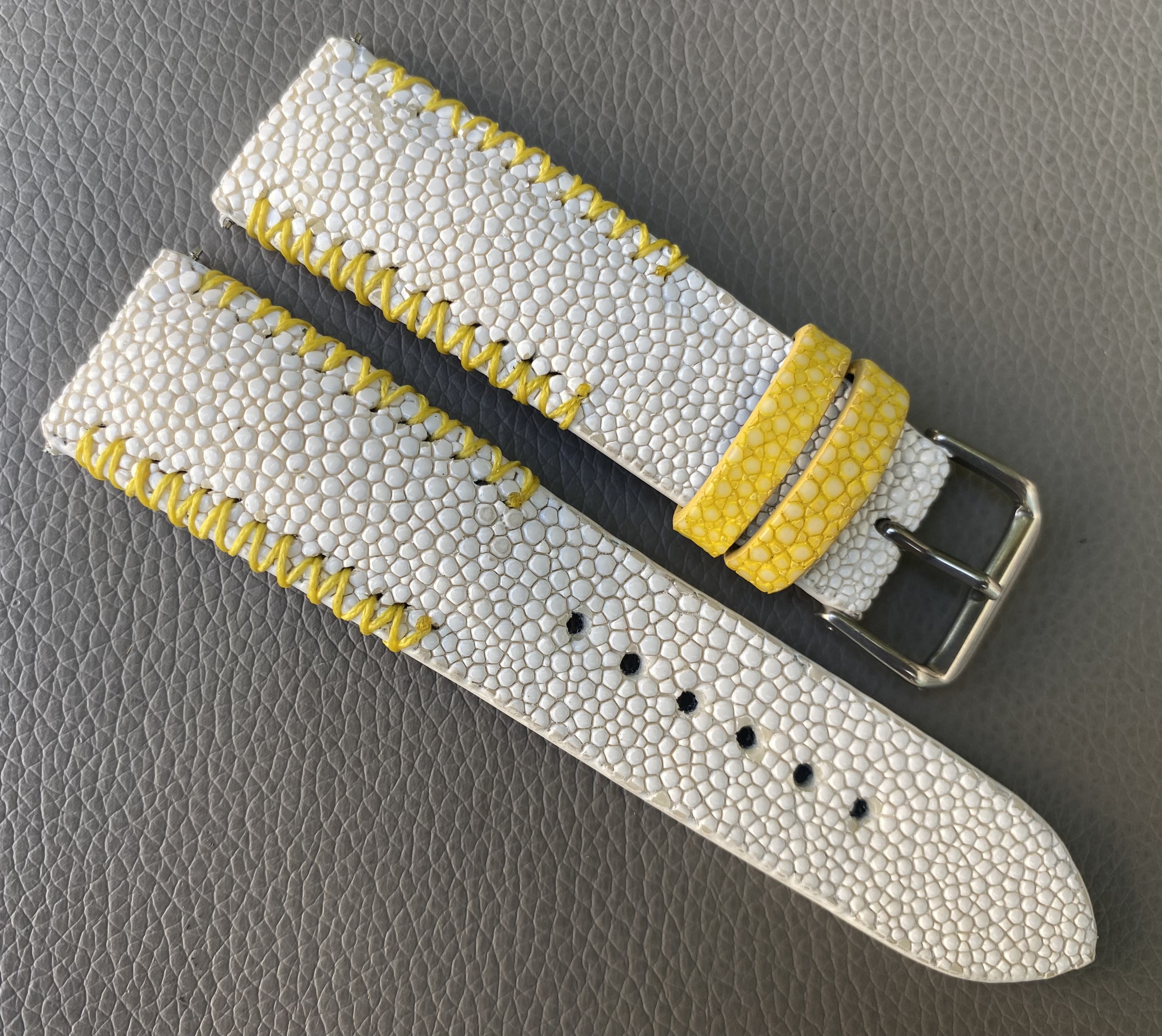 White Genuine stingray leather Watch Strap Band