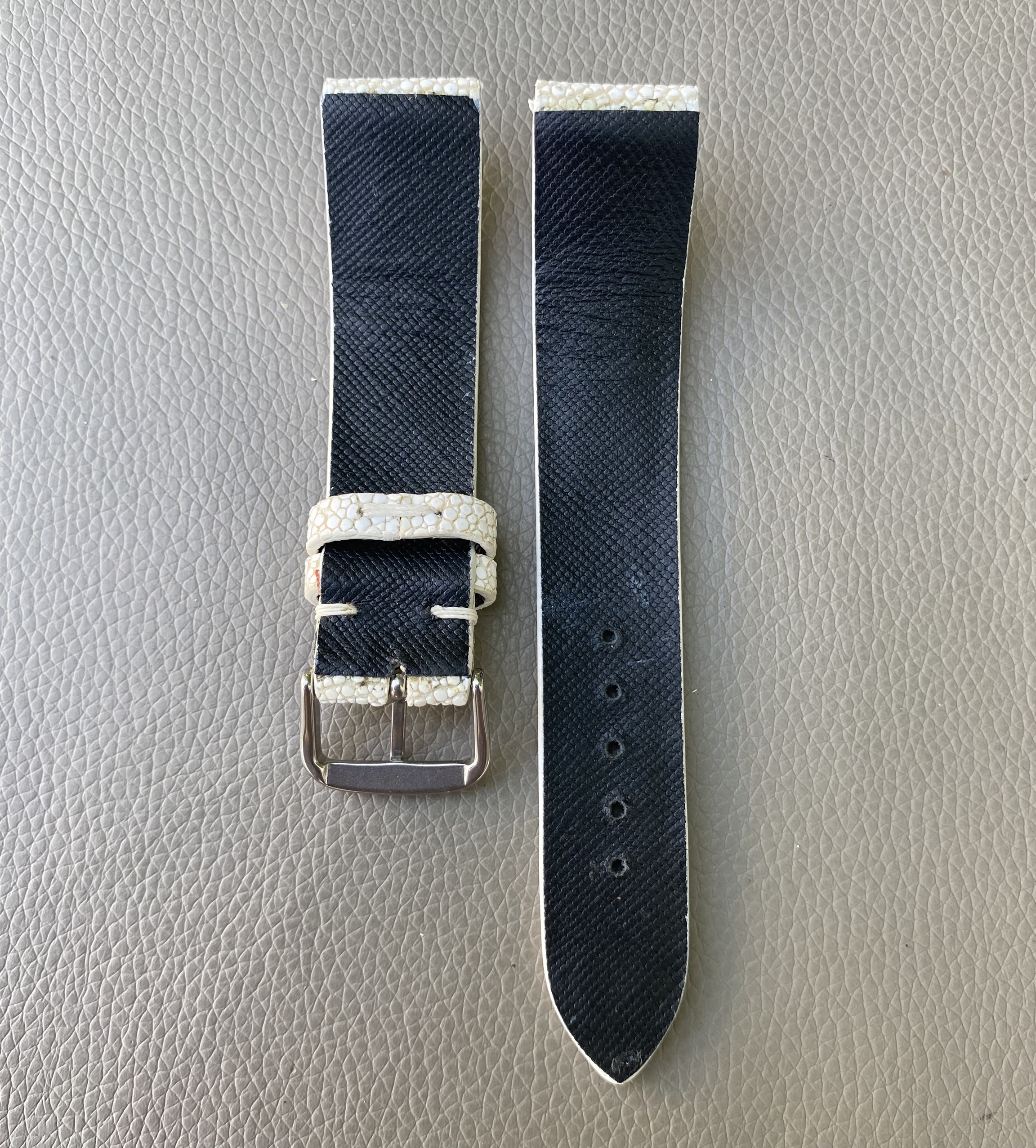 White Genuine stingray leather Watch Strap Band - Image 3