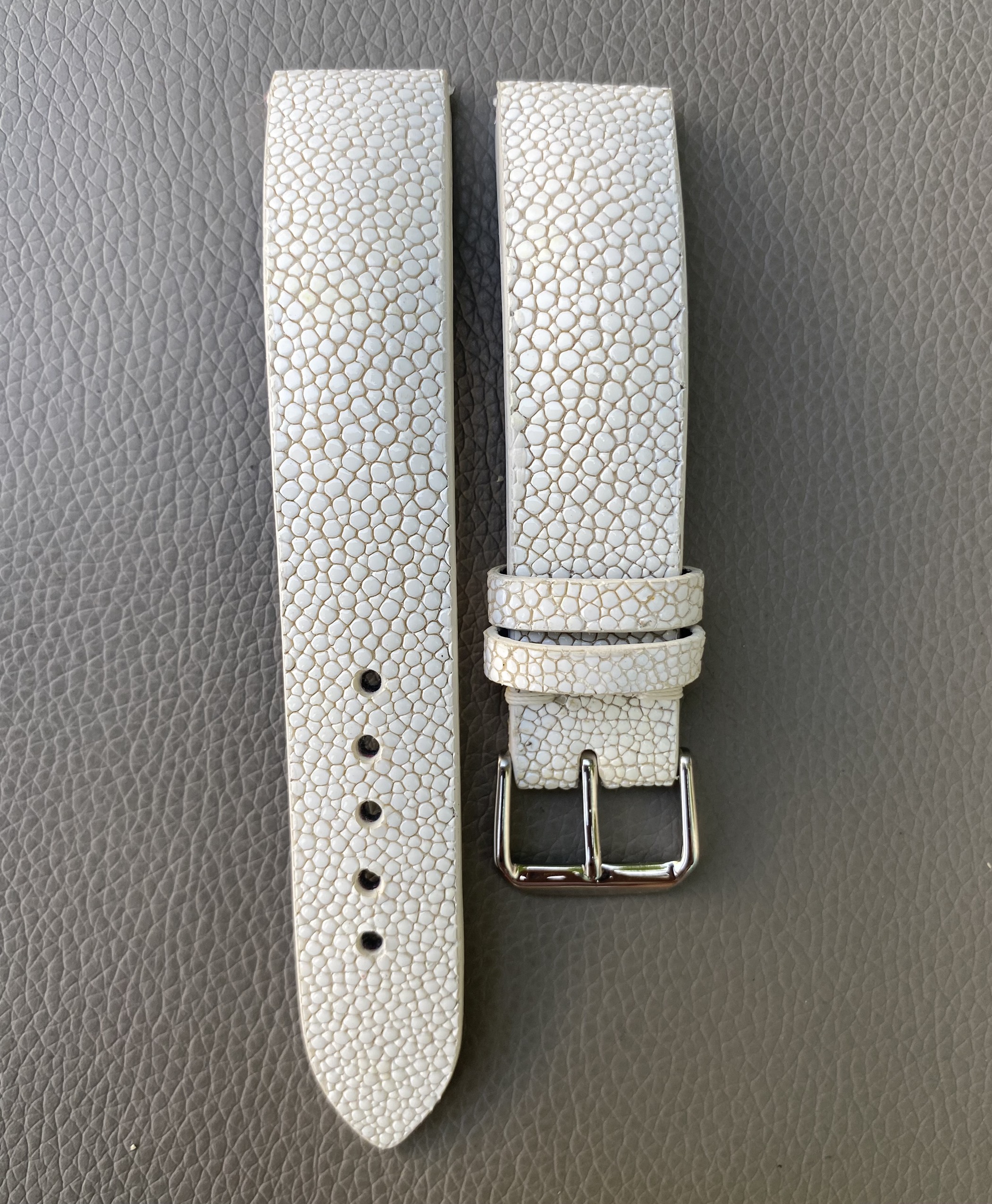 White Genuine stingray leather Watch Strap Band - Image 2