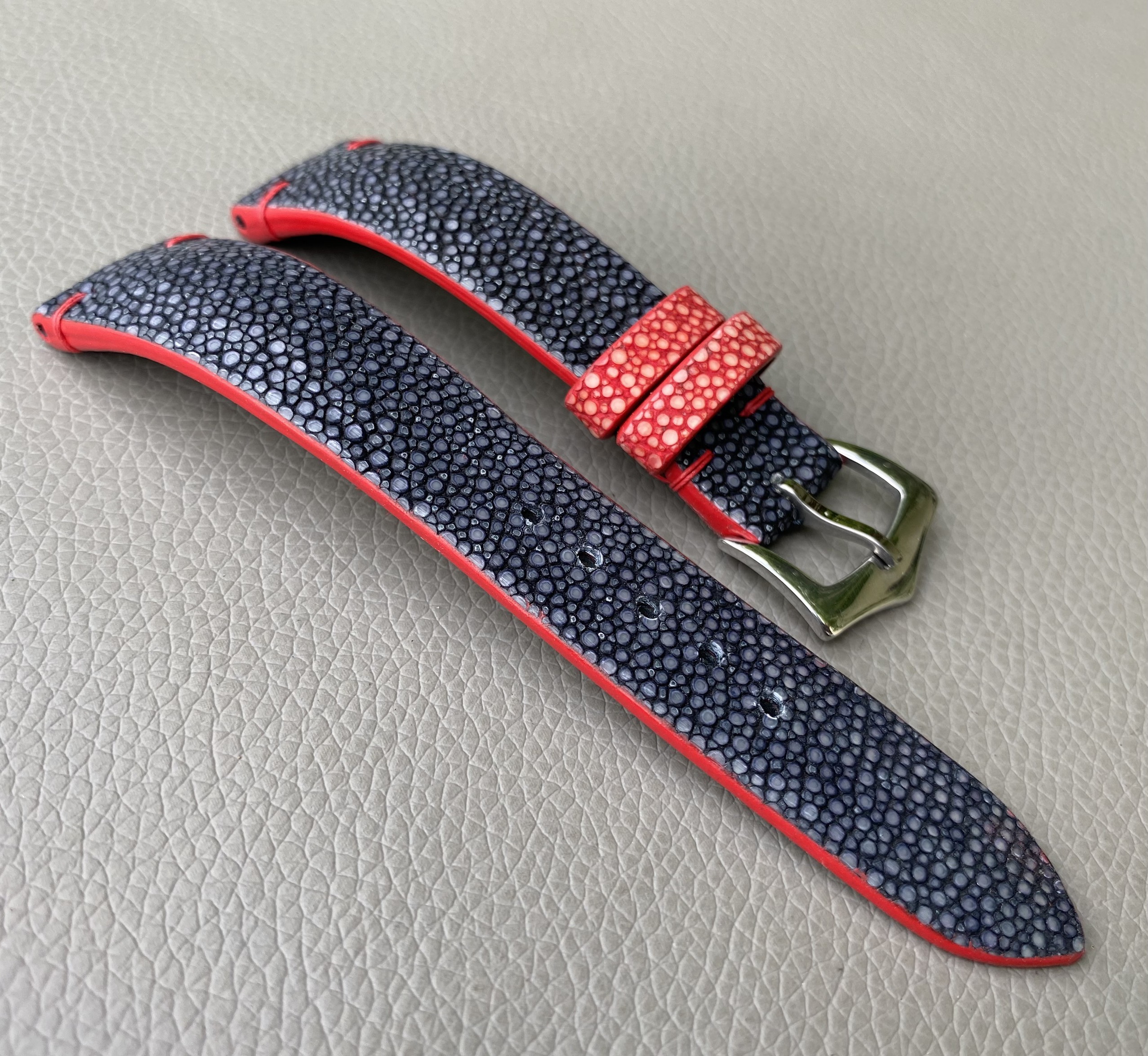 Black Genuine stingray leather Watch Strap Band