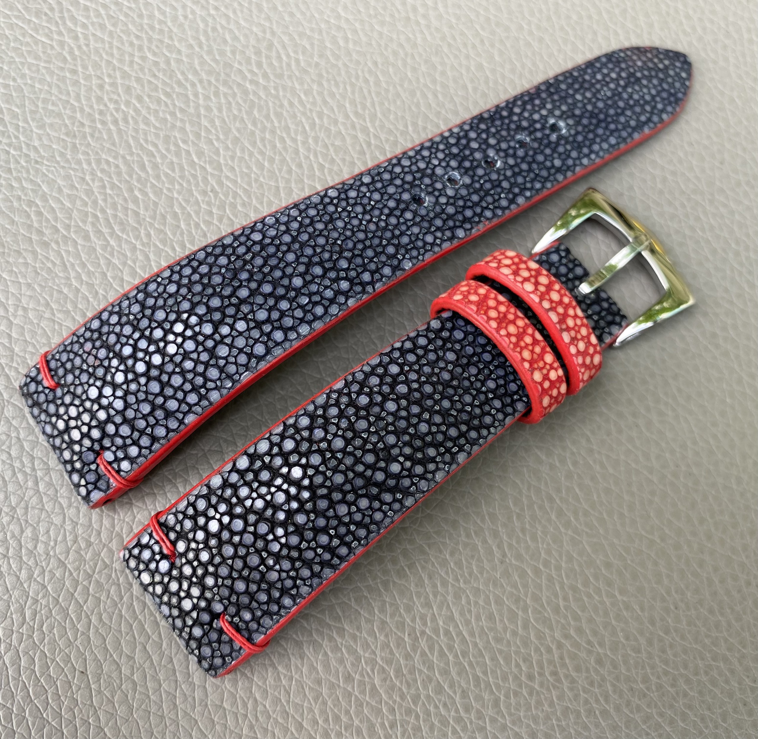 Black Genuine stingray leather Watch Strap Band - Image 2