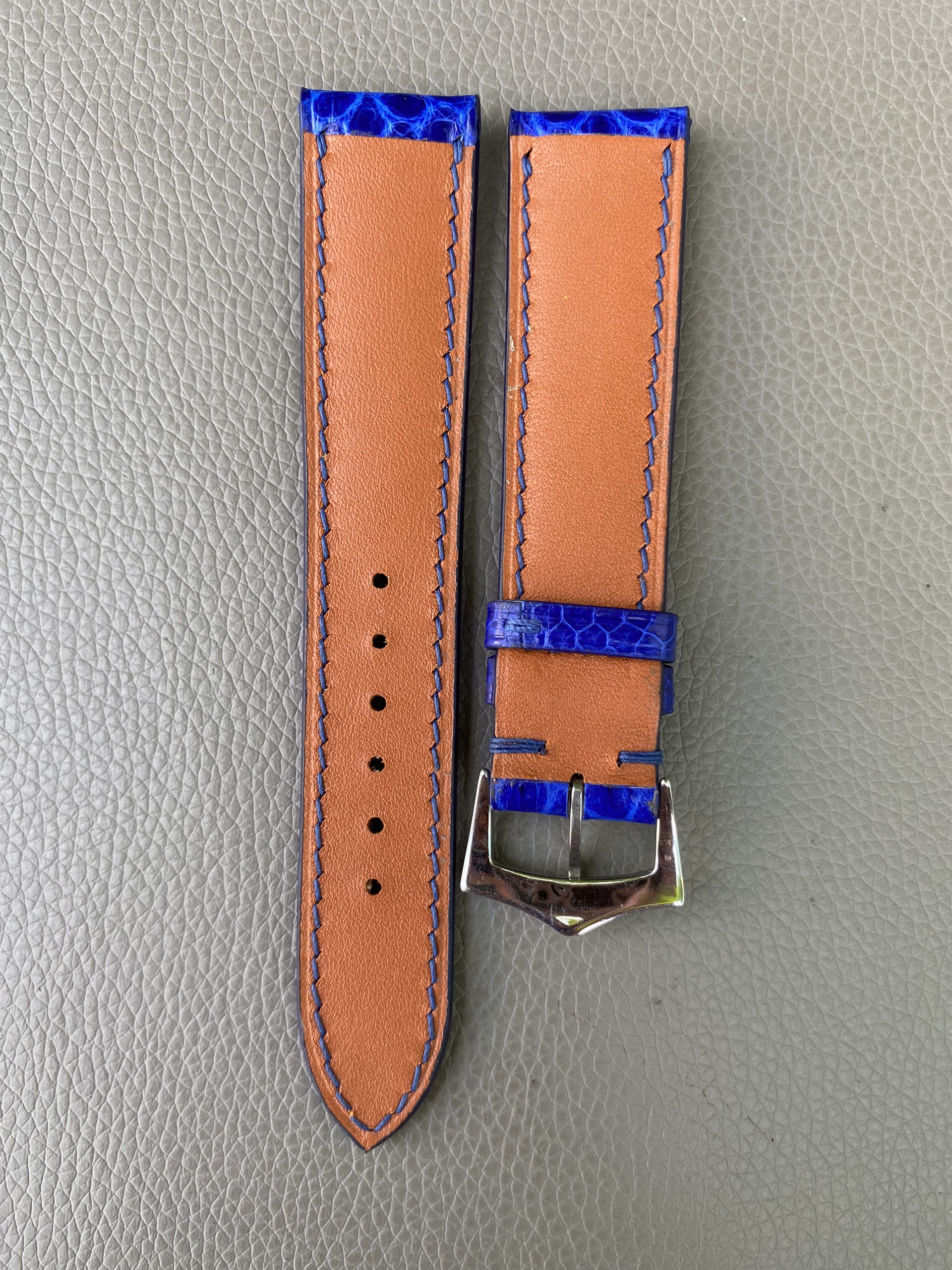 Genuine Snake Leather Watch Strap Band-Blue - Image 3