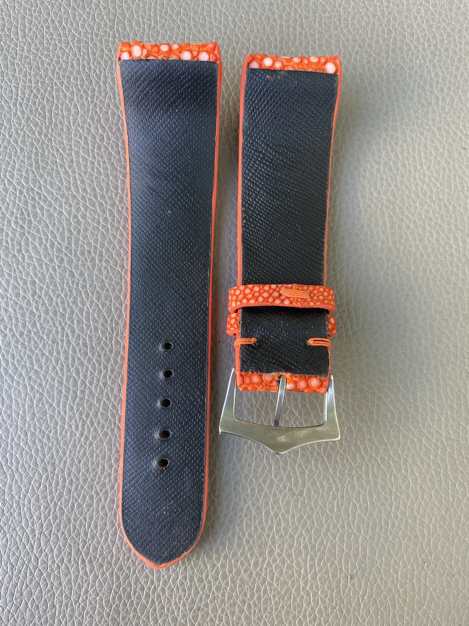 Orange Genuine stingray leather Watch Strap Band - Image 3