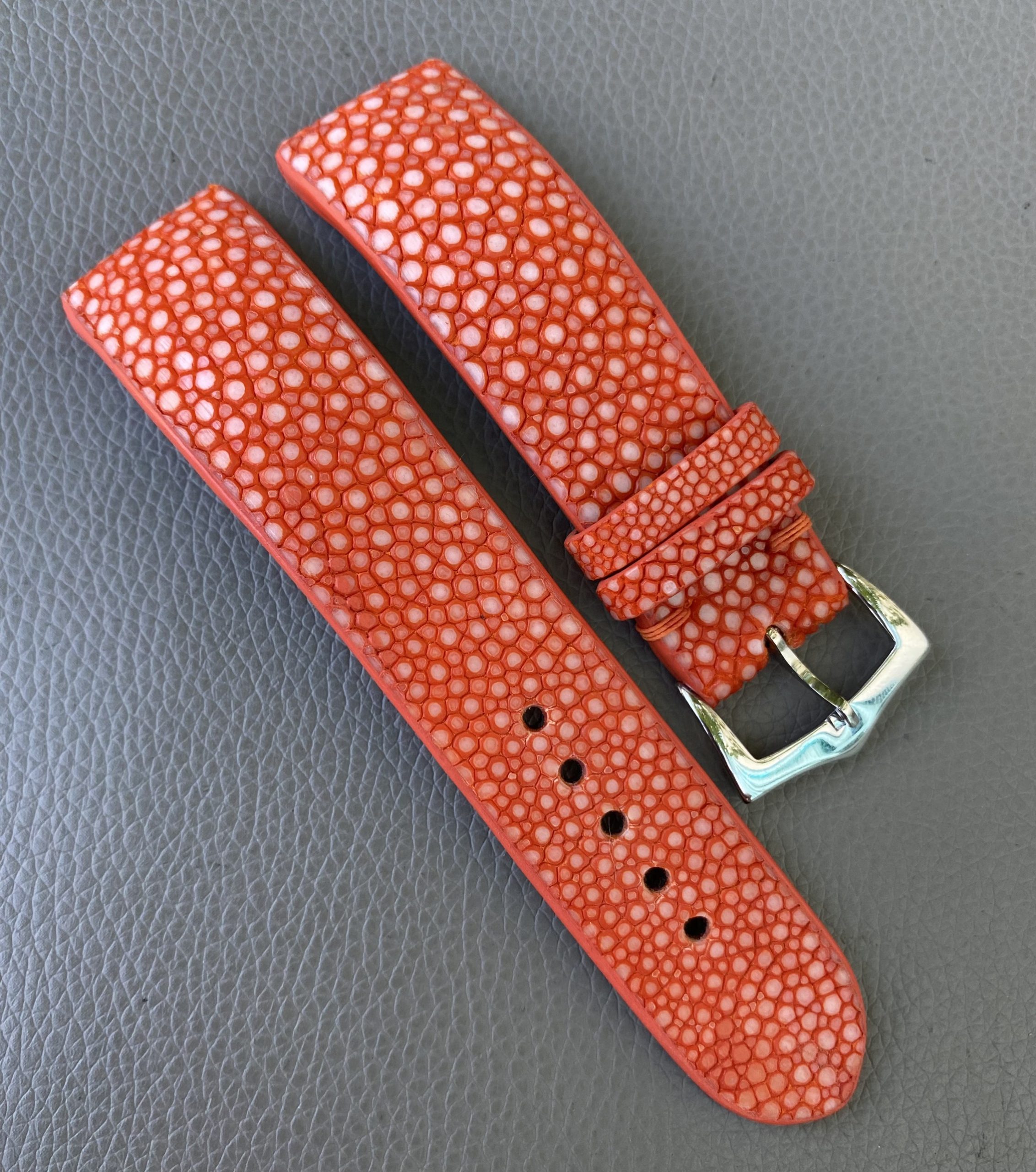 Orange Genuine stingray leather Watch Strap Band - Image 2