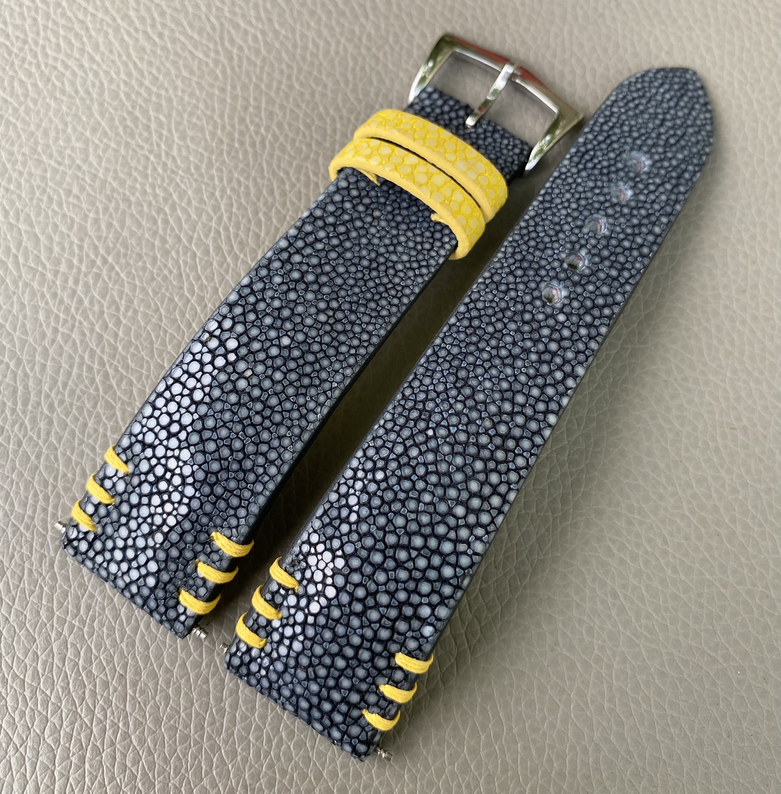 Black Genuine stingray leather Watch Strap Band