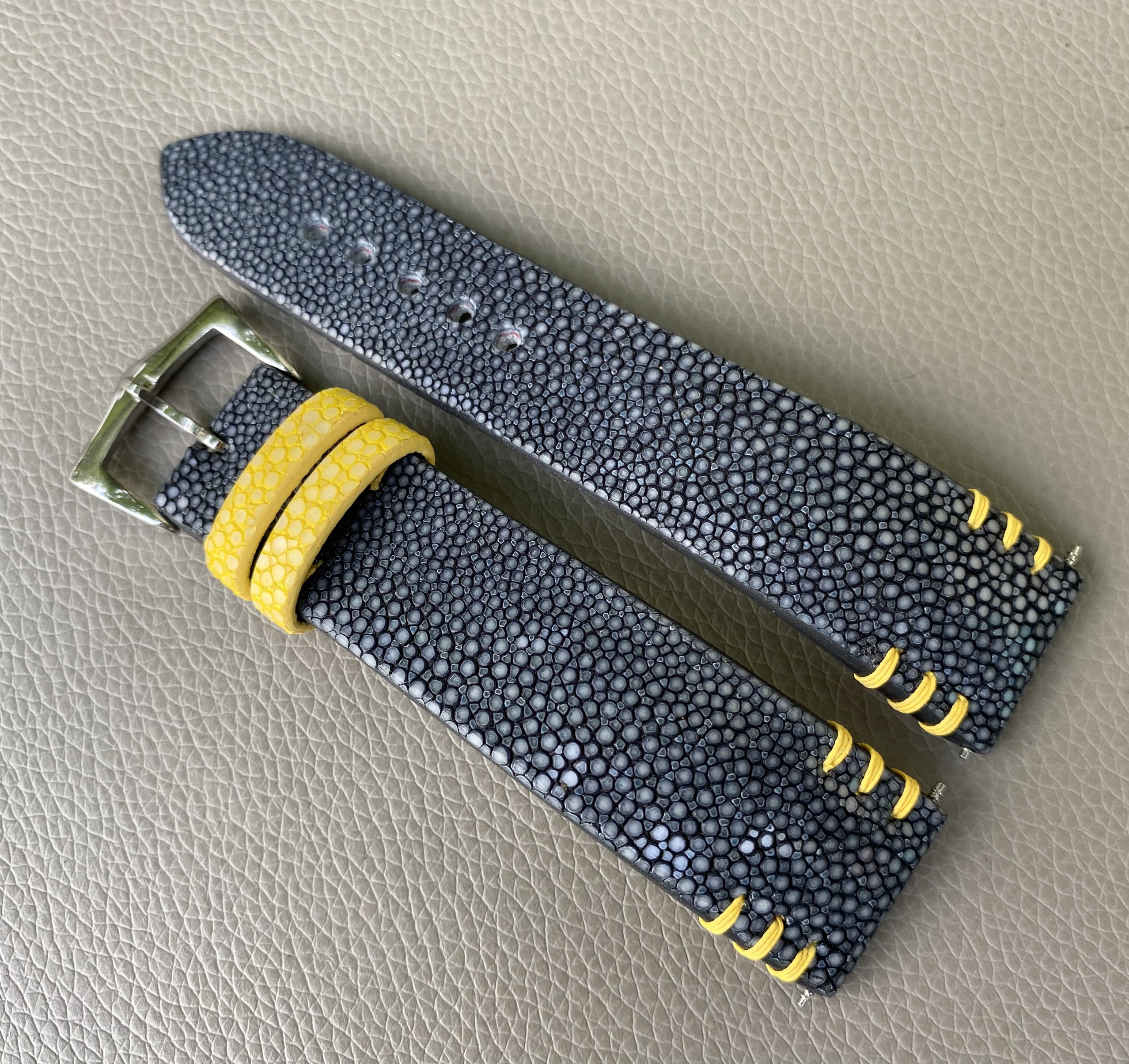 Black Genuine stingray leather Watch Strap Band - Image 3