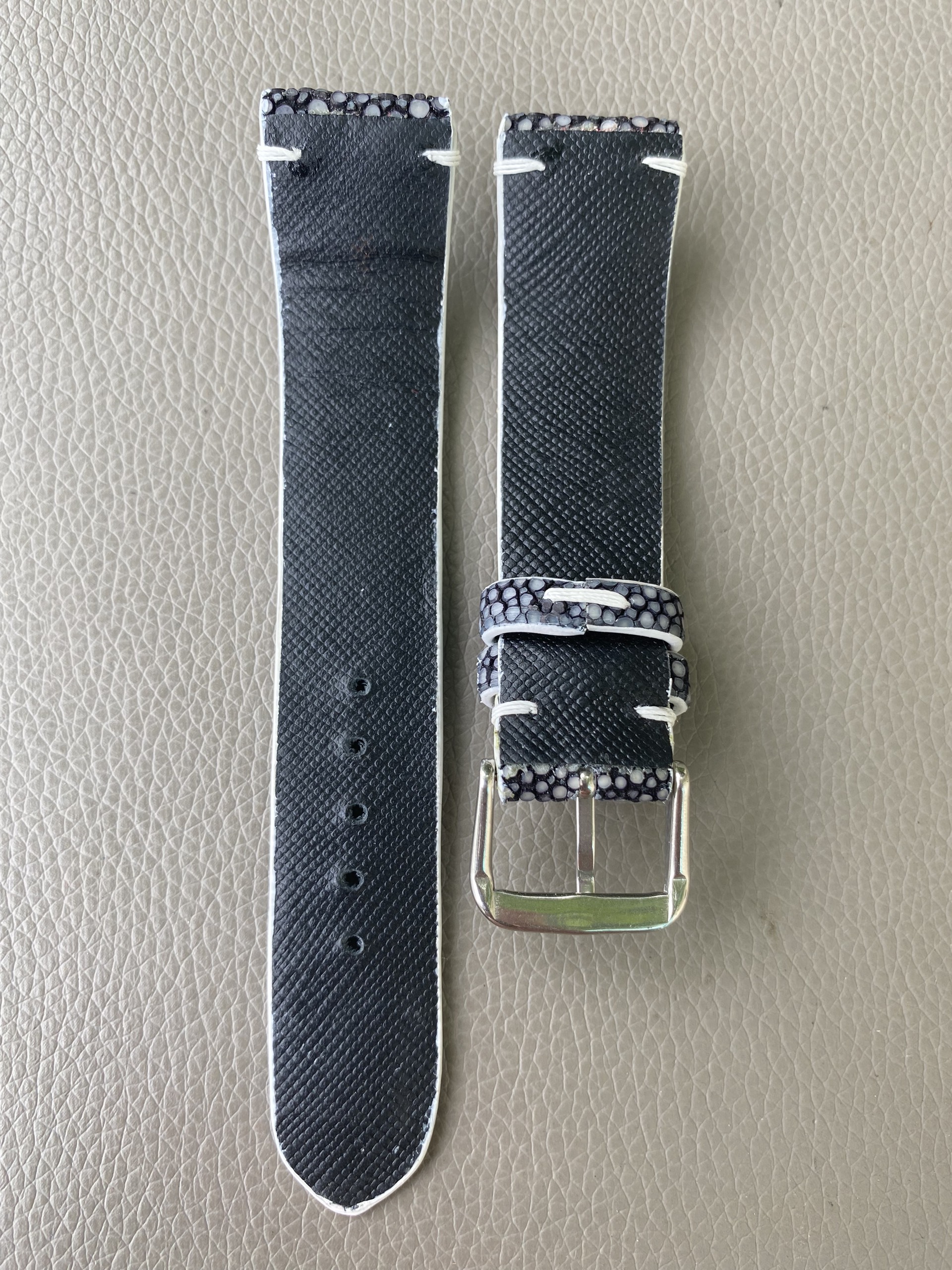 Black Genuine stingray leather Watch Strap Band - Image 3