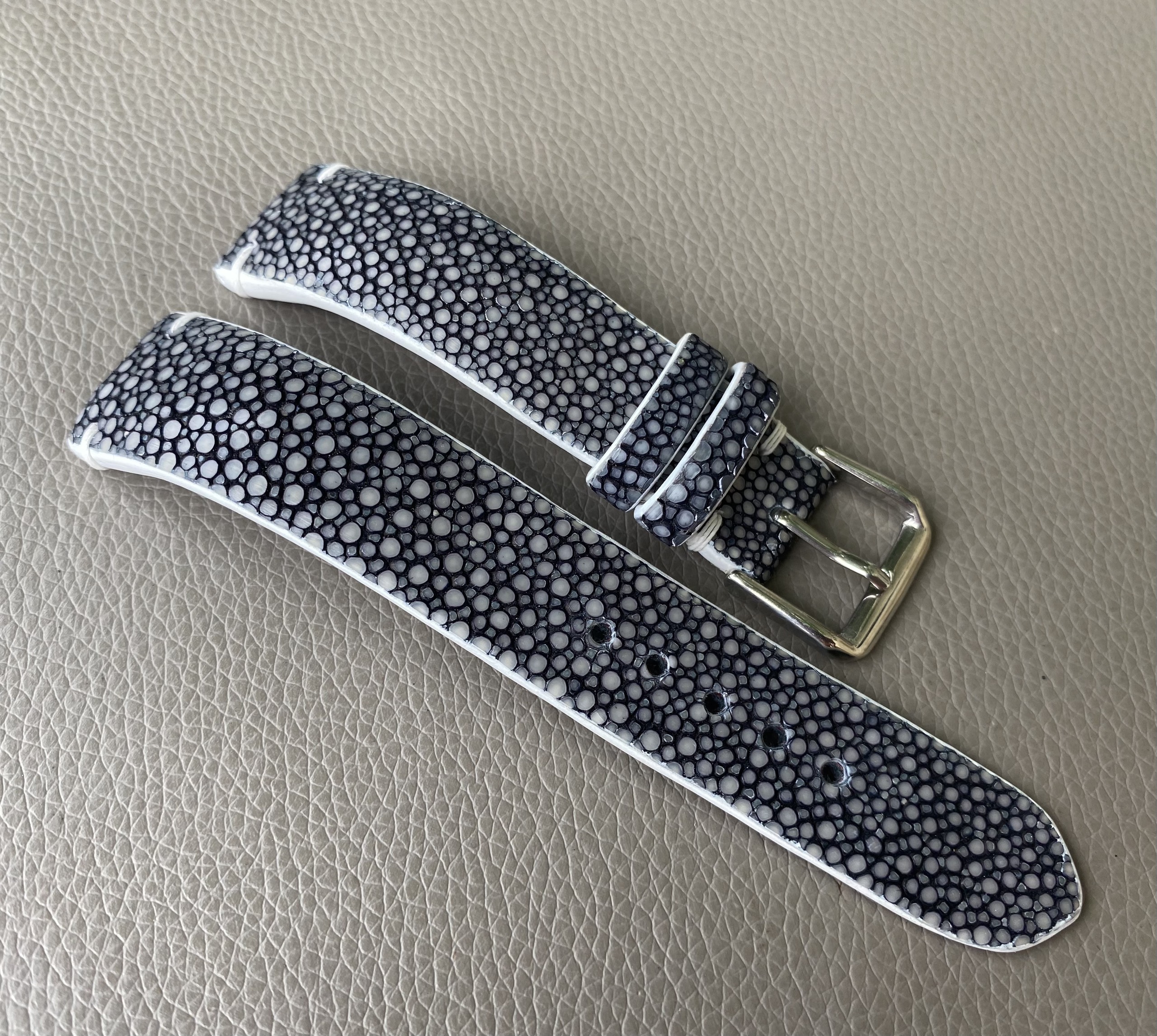 Black Genuine stingray leather Watch Strap Band - Image 2