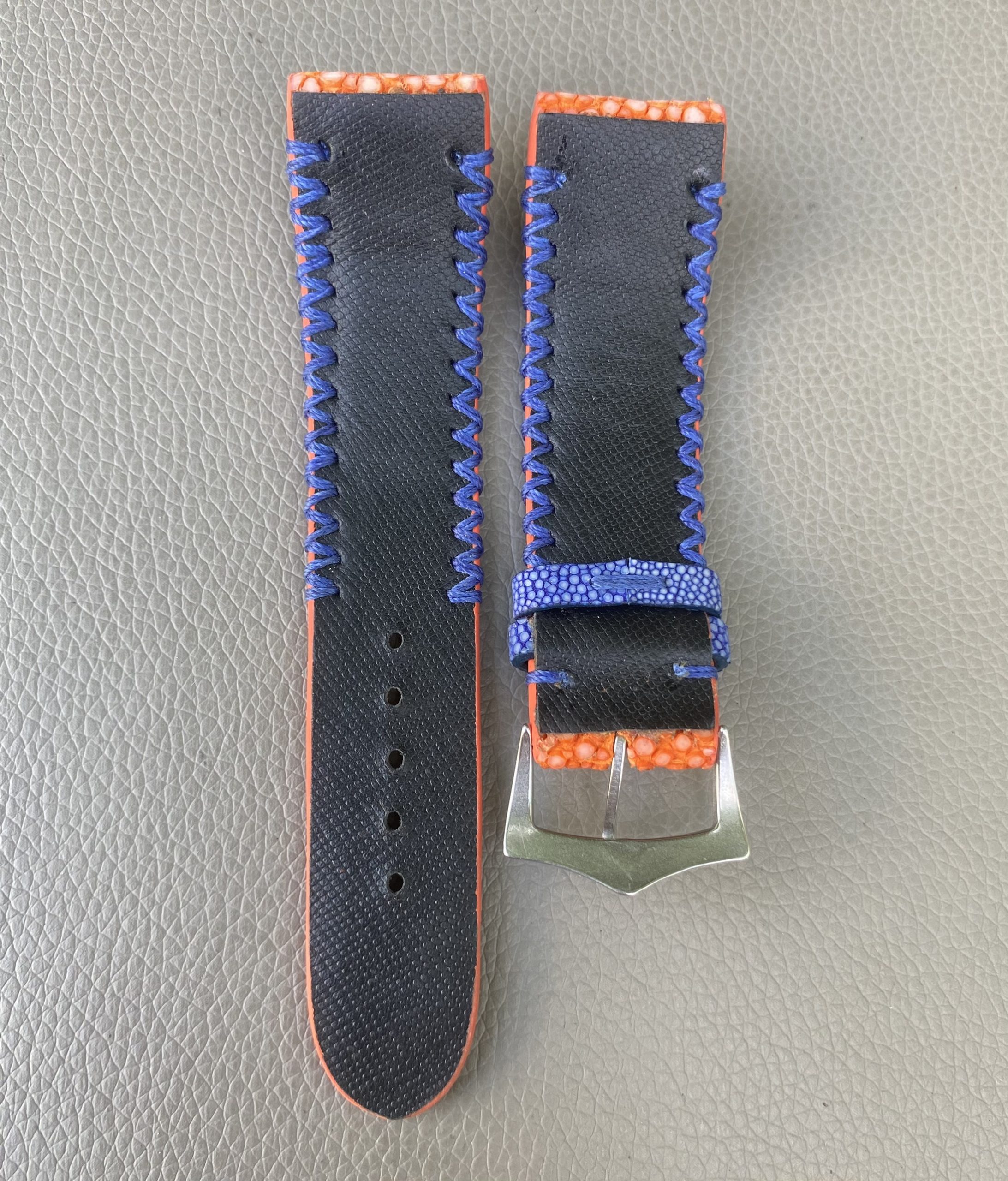 Orange Genuine stingray leather Watch Strap Band - Image 3