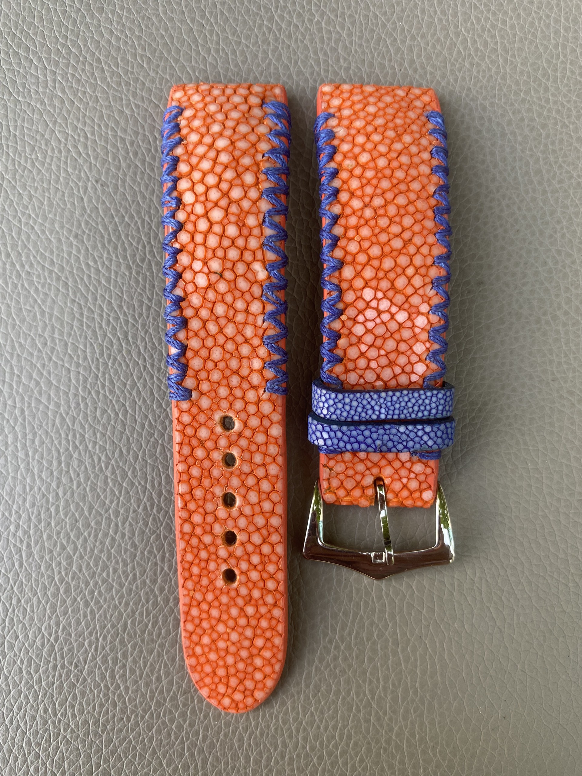 Orange Genuine stingray leather Watch Strap Band - Image 2