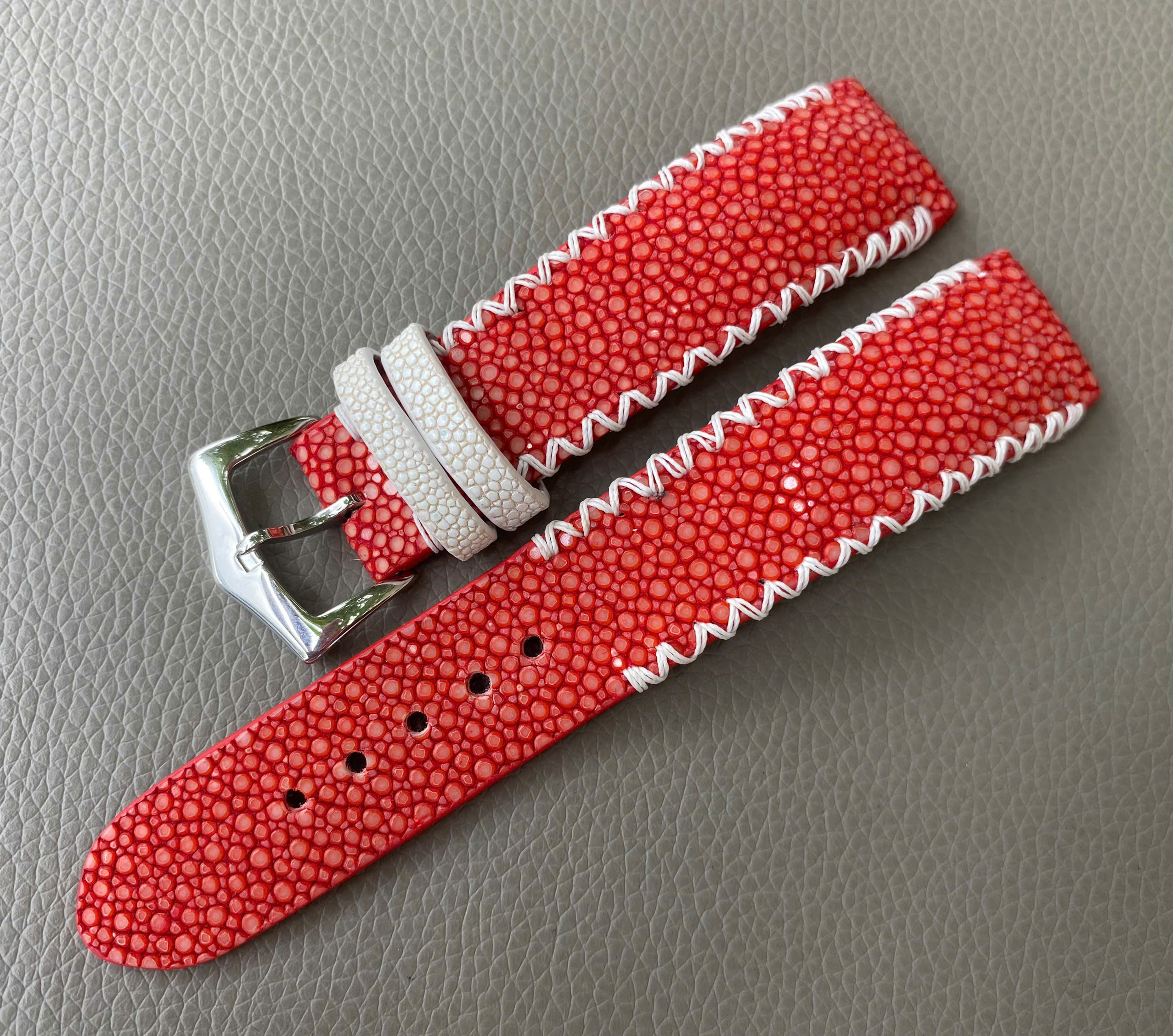 Red Genuine stingray leather Watch Strap Band