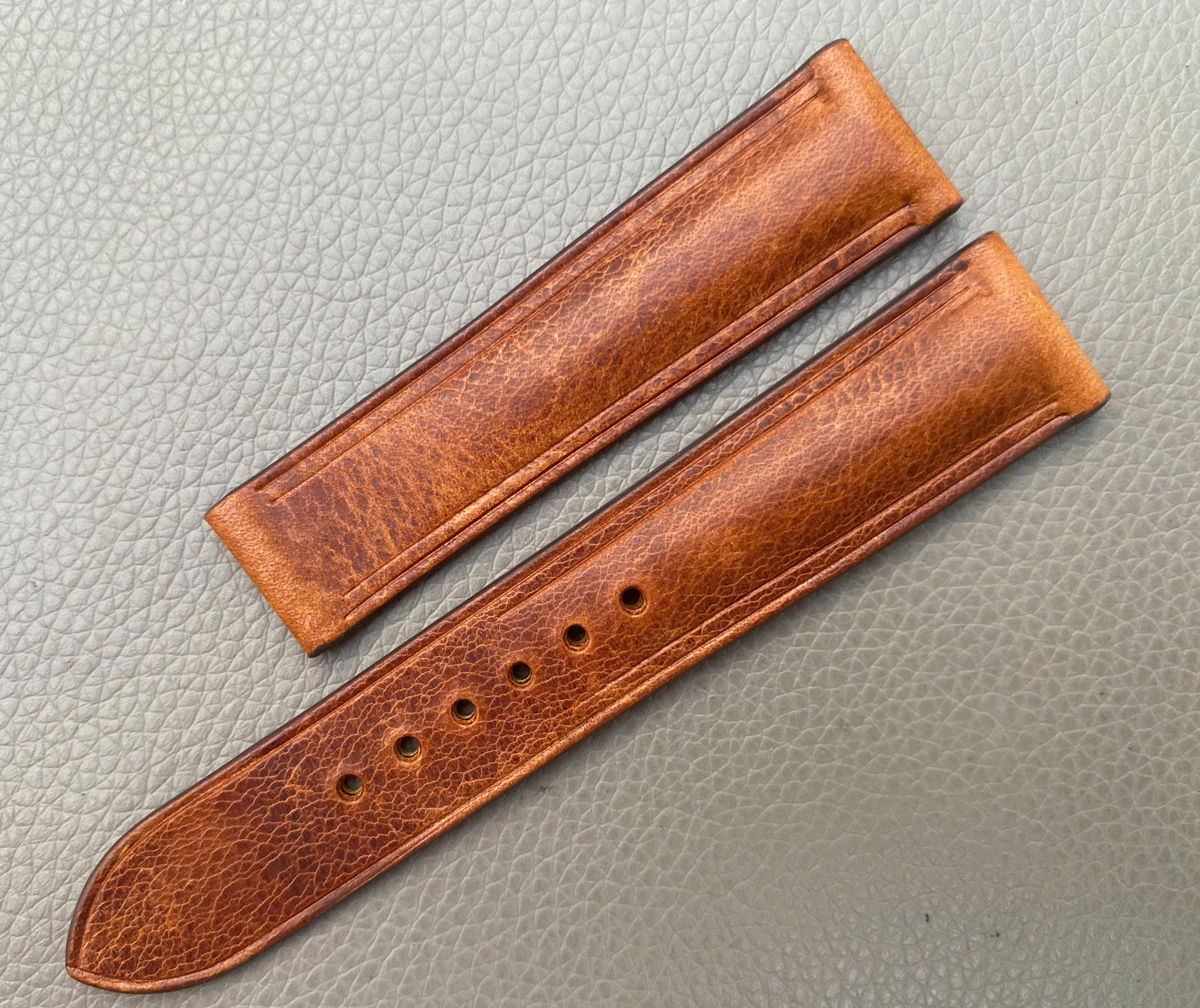 Badalassi Wax Leather Watch Strap - Cognac - Image 2