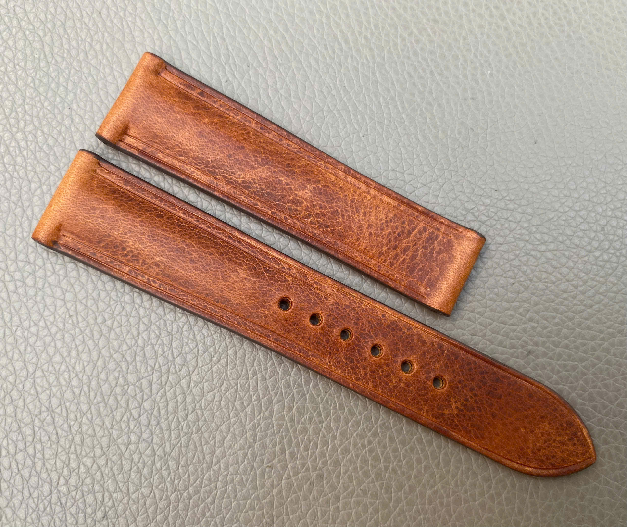 Badalassi Wax Leather Watch Strap - Cognac
