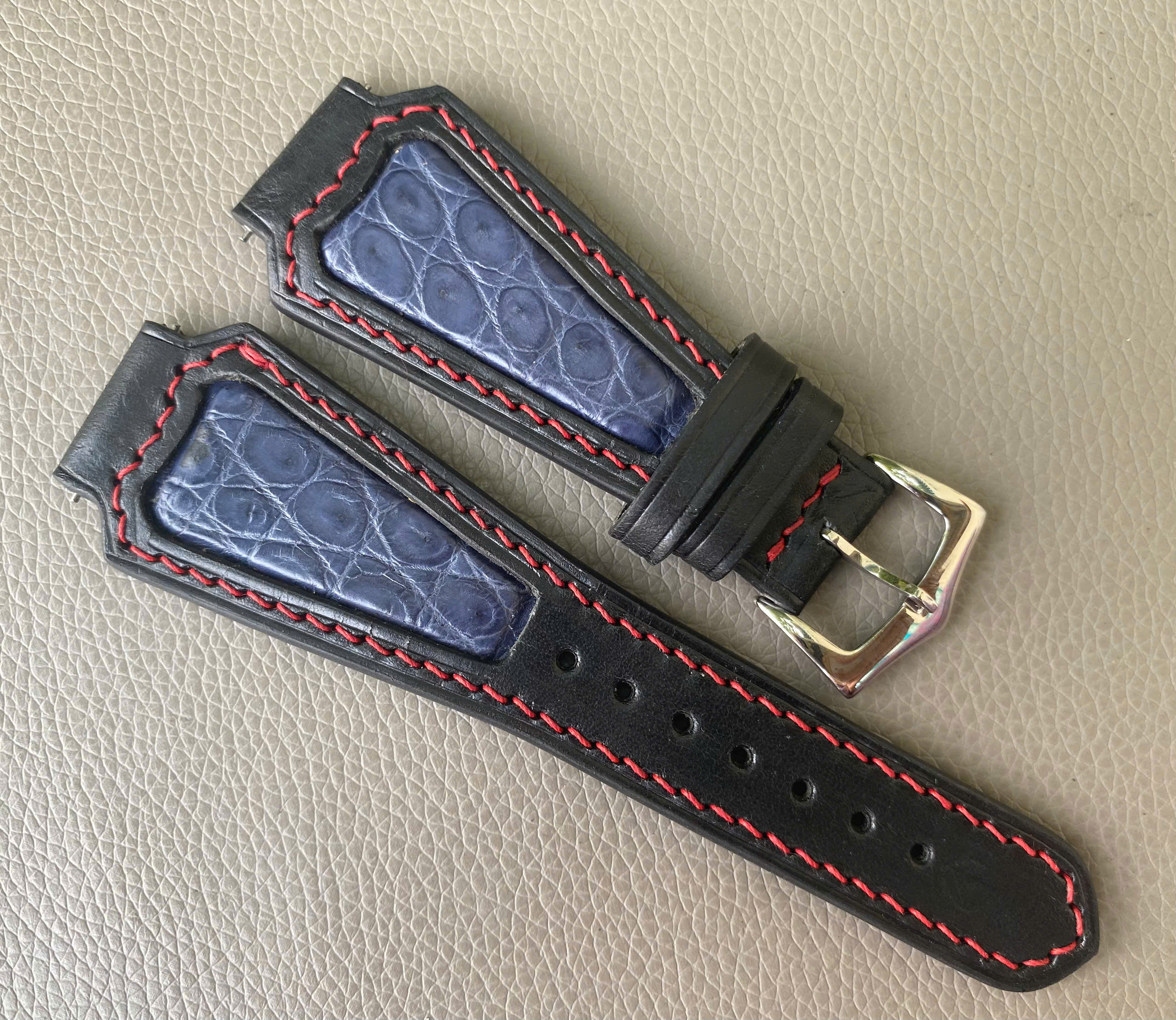 Genuine Cow leather Watch Strap Band-Black