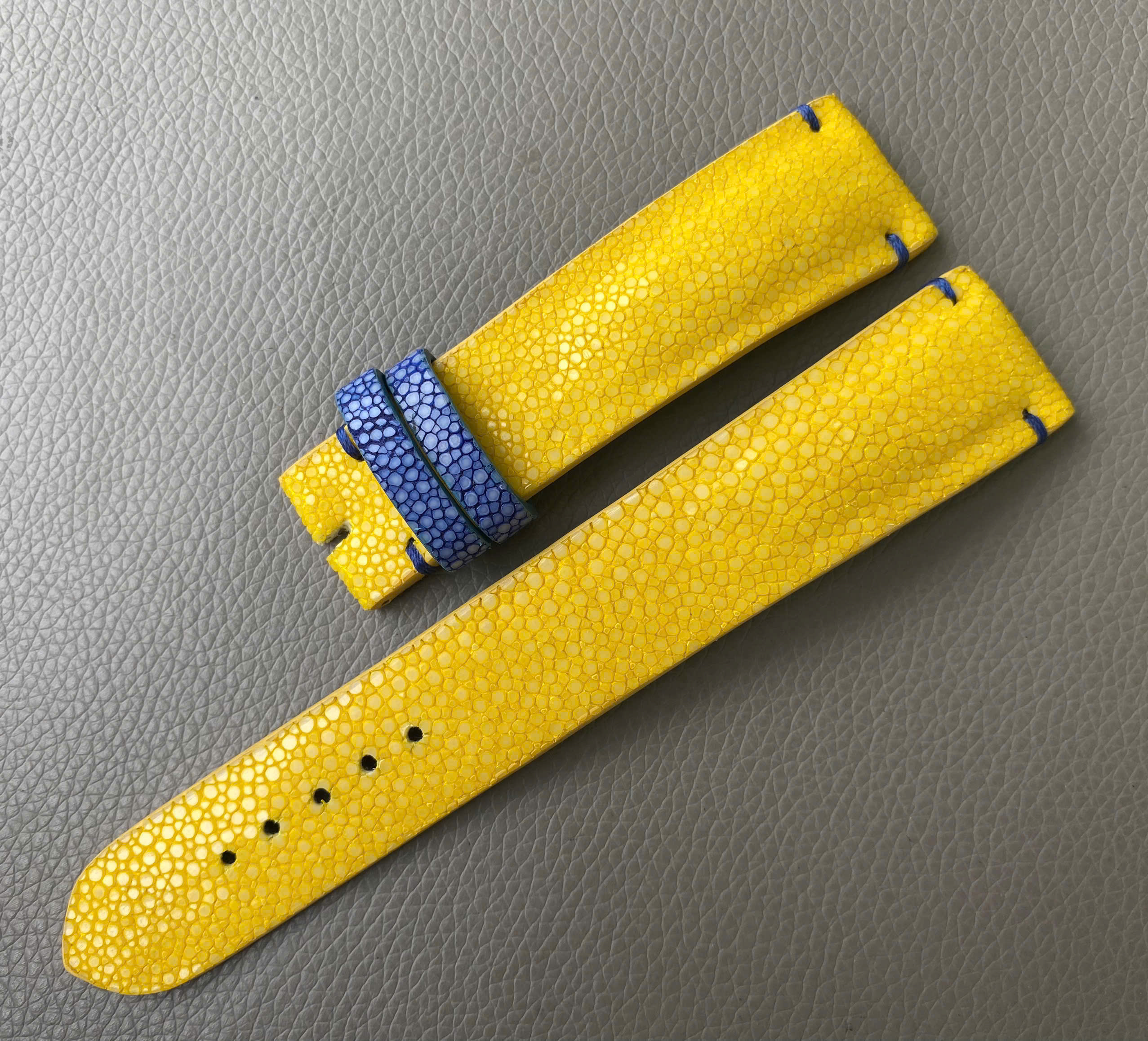 Yellow Genuine stingray leather Watch Strap Band - Image 2