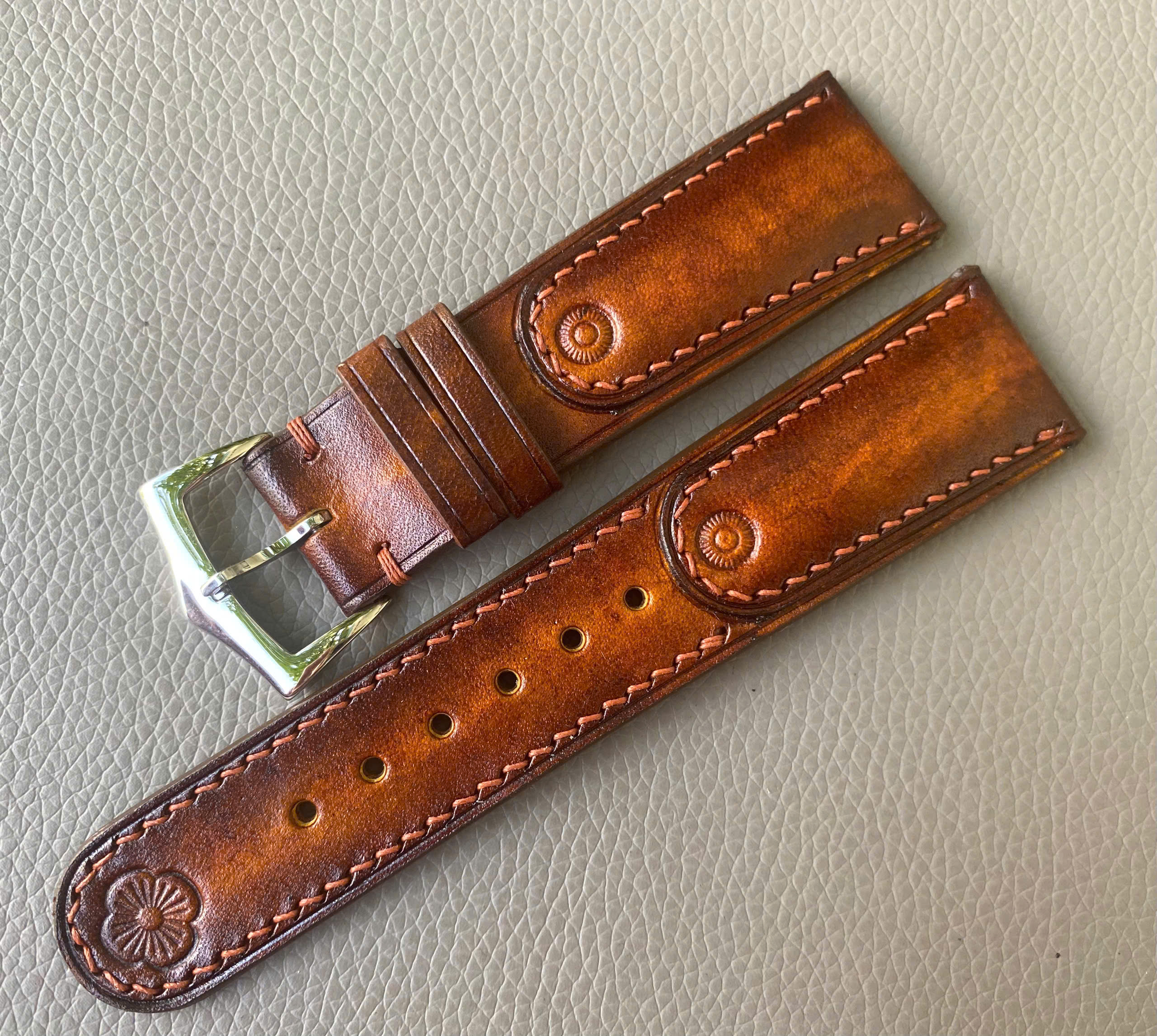 Cognac Genuine Patina Cow leather Watch Strap Band - Image 3