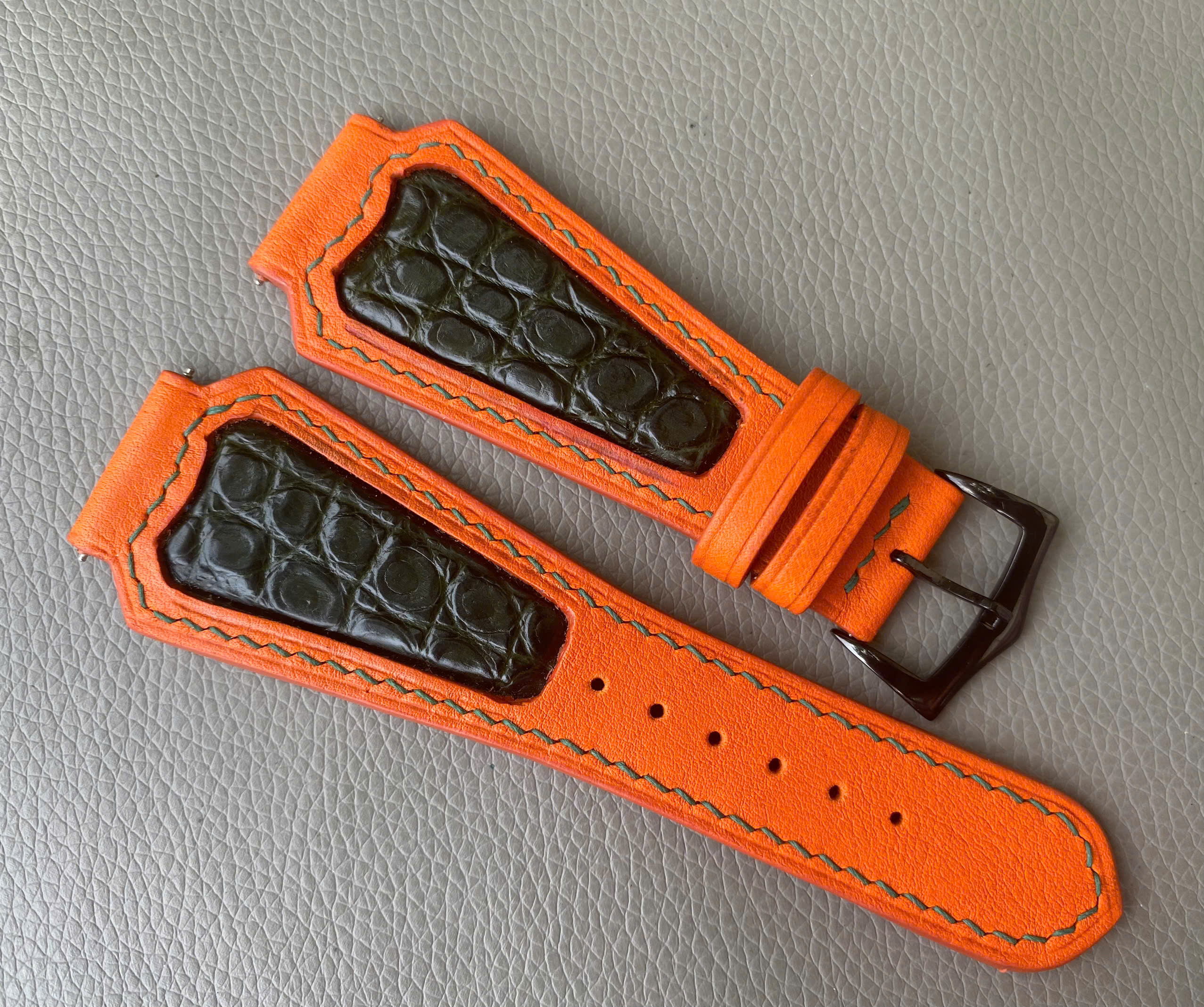 Genuine Cow leather Watch Strap Band-Orange