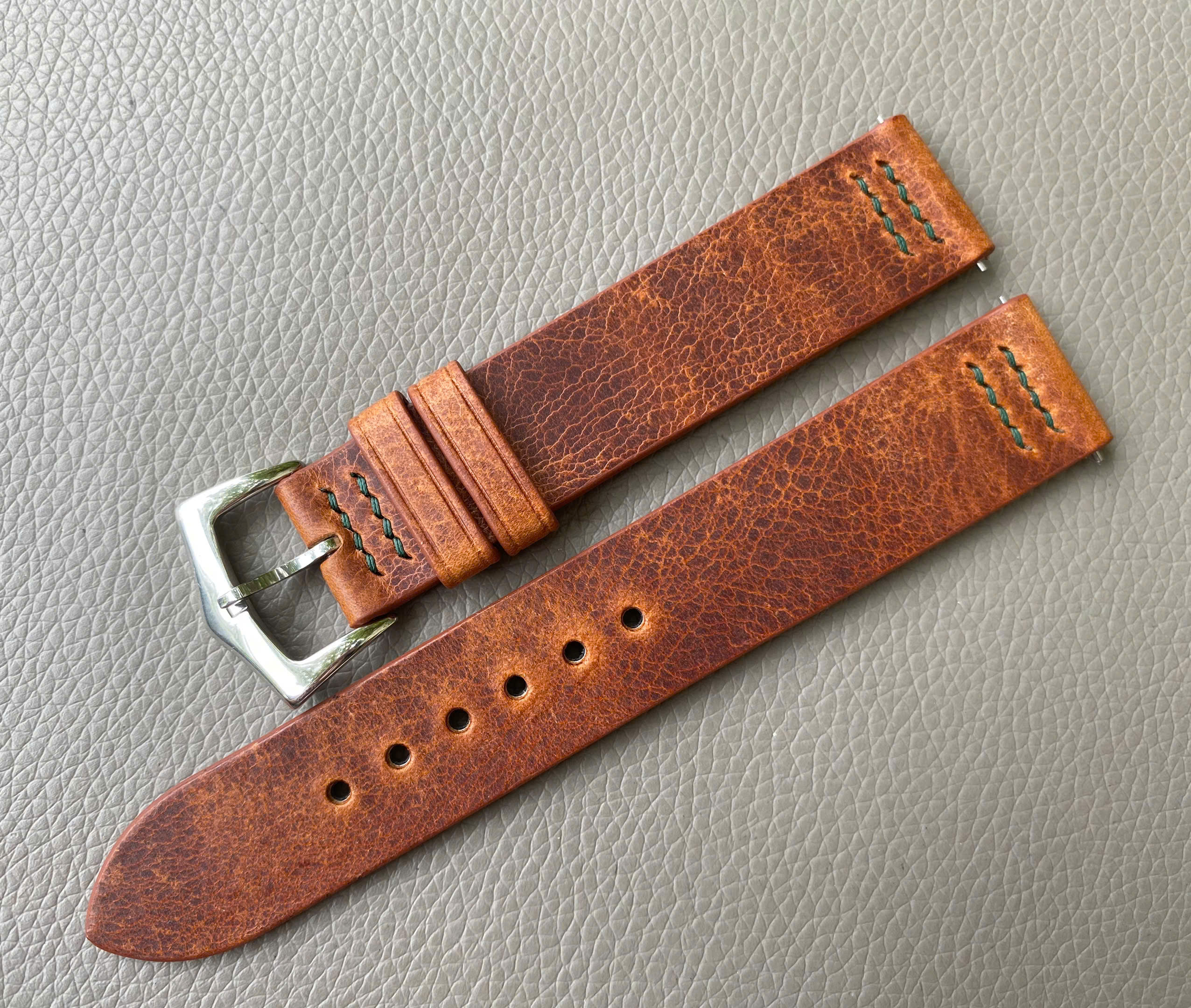 Badalassi Wax Leather Watch Strap - Cognac