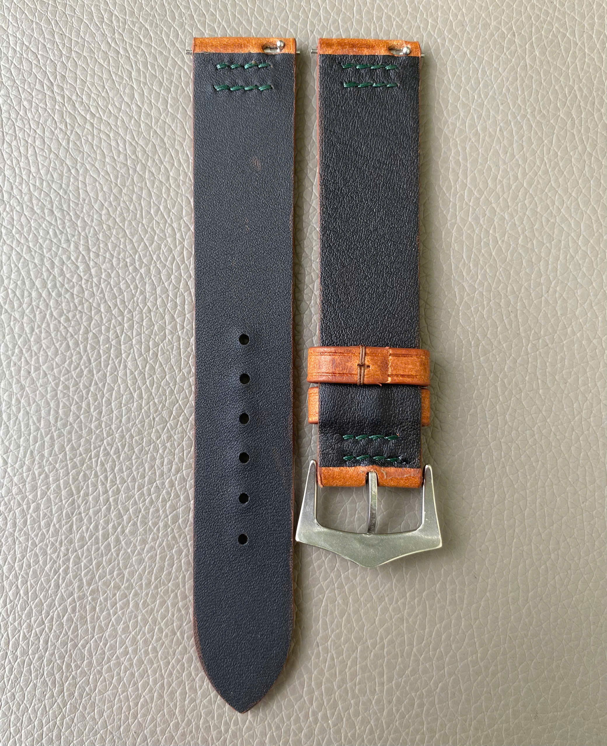 Badalassi Wax Leather Watch Strap - Cognac - Image 4
