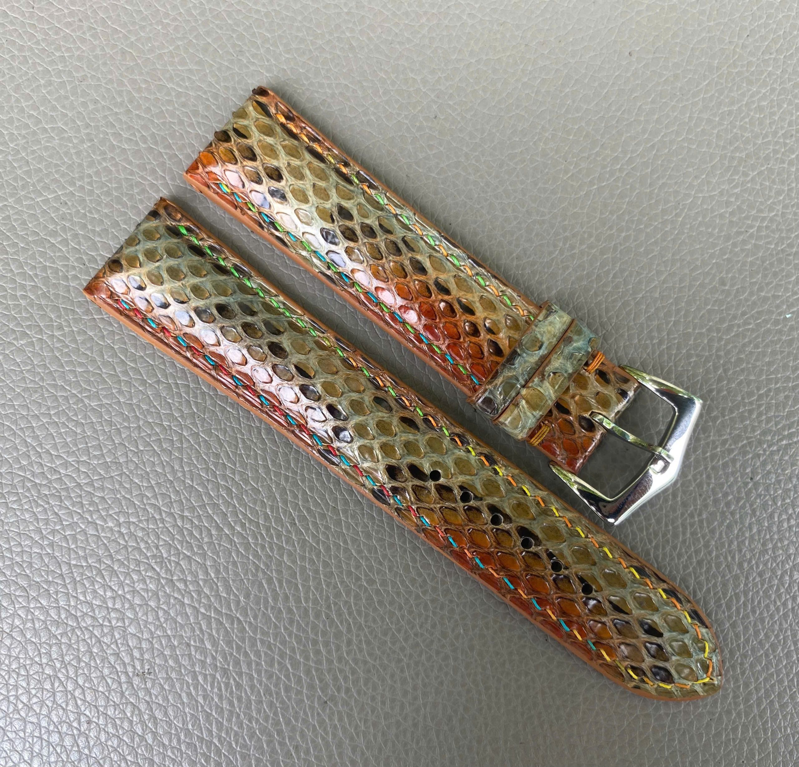 Orange Genuine Python leather Watch Strap Band