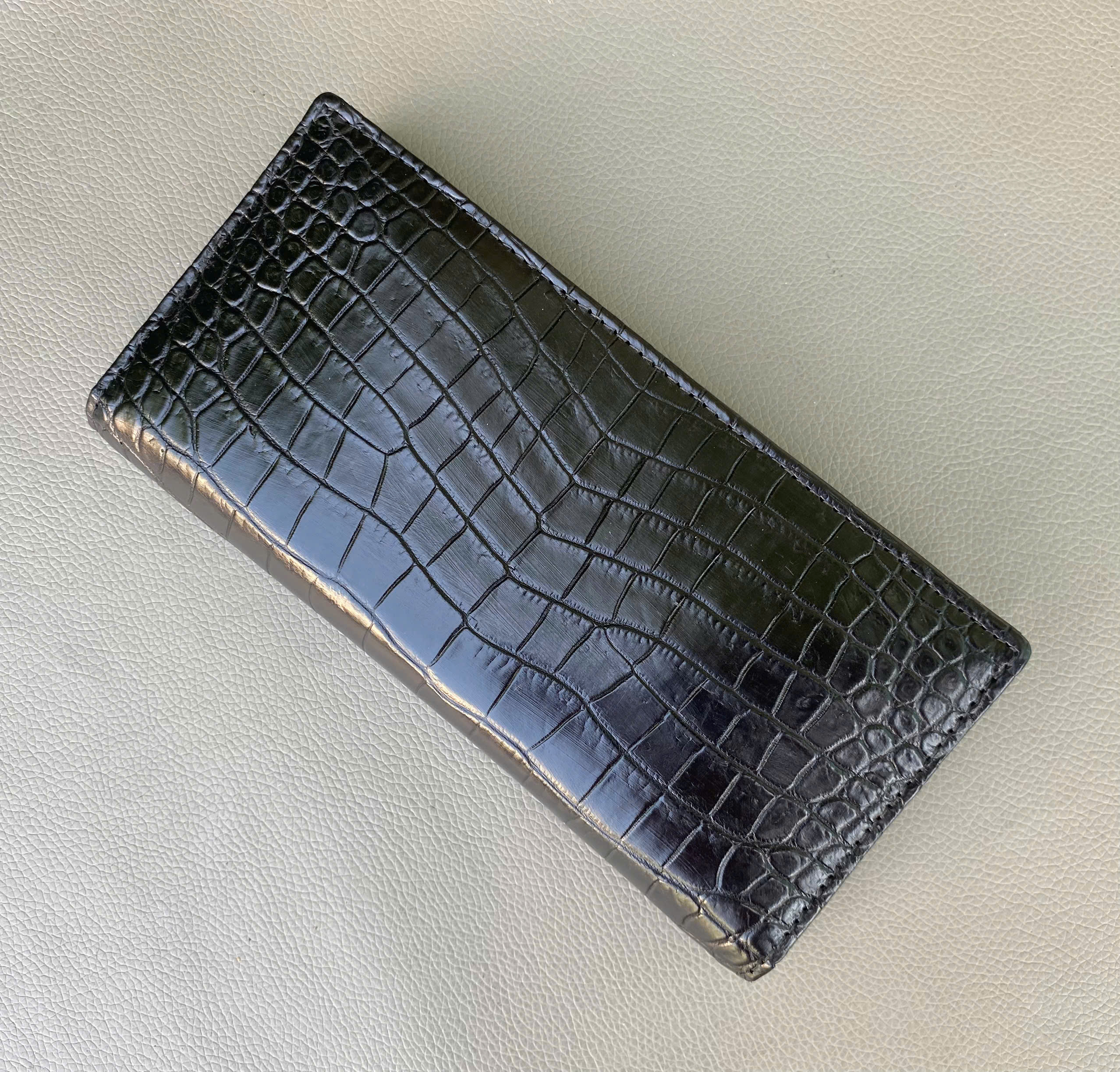 Genuine Crocodile Leather Long Wallet Clutch Wallet- Black - Image 2