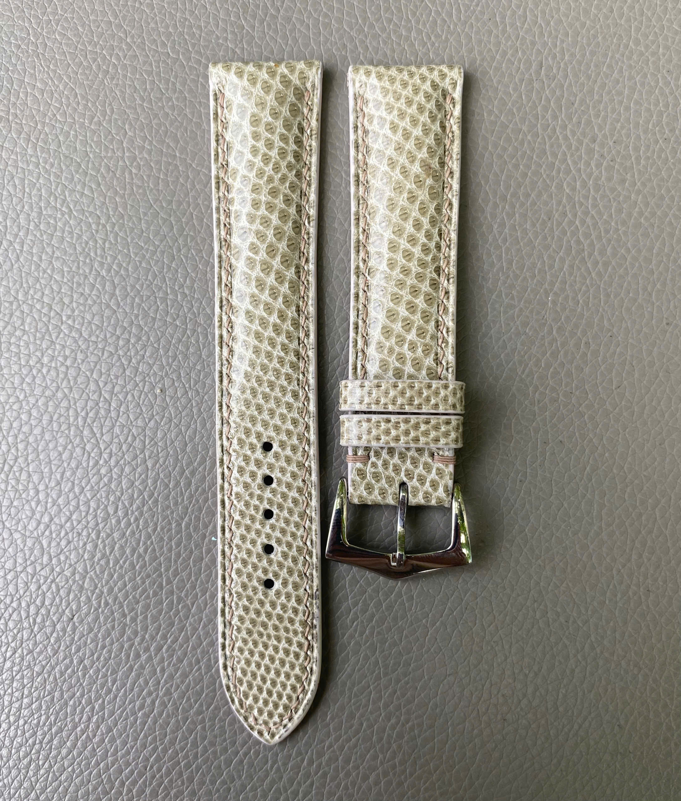Genuine Karung Snake Leather Watch Strap Band-Gray - Image 2