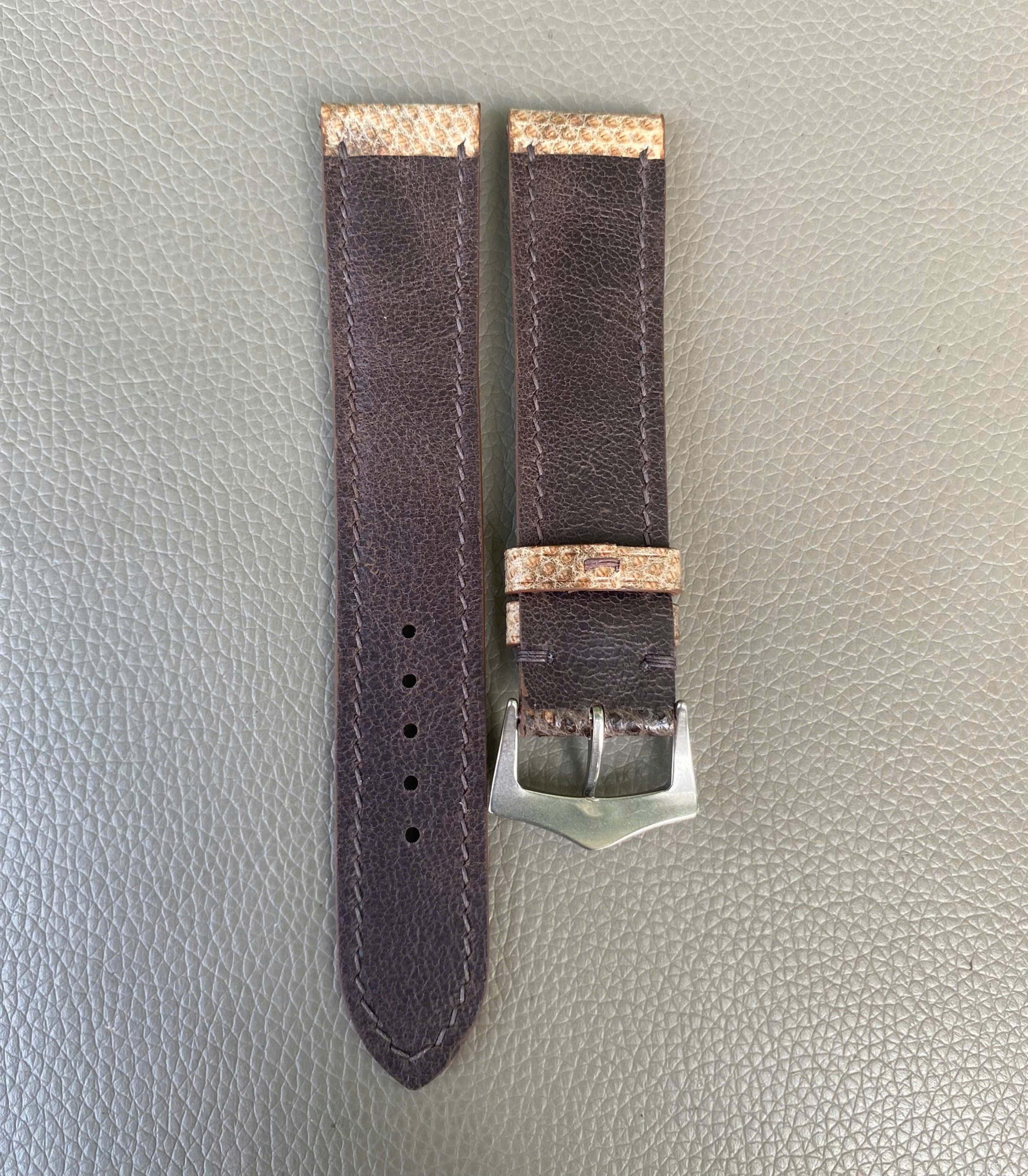 Genuine Karung Snake Leather Watch Strap Band-Brown - Image 3