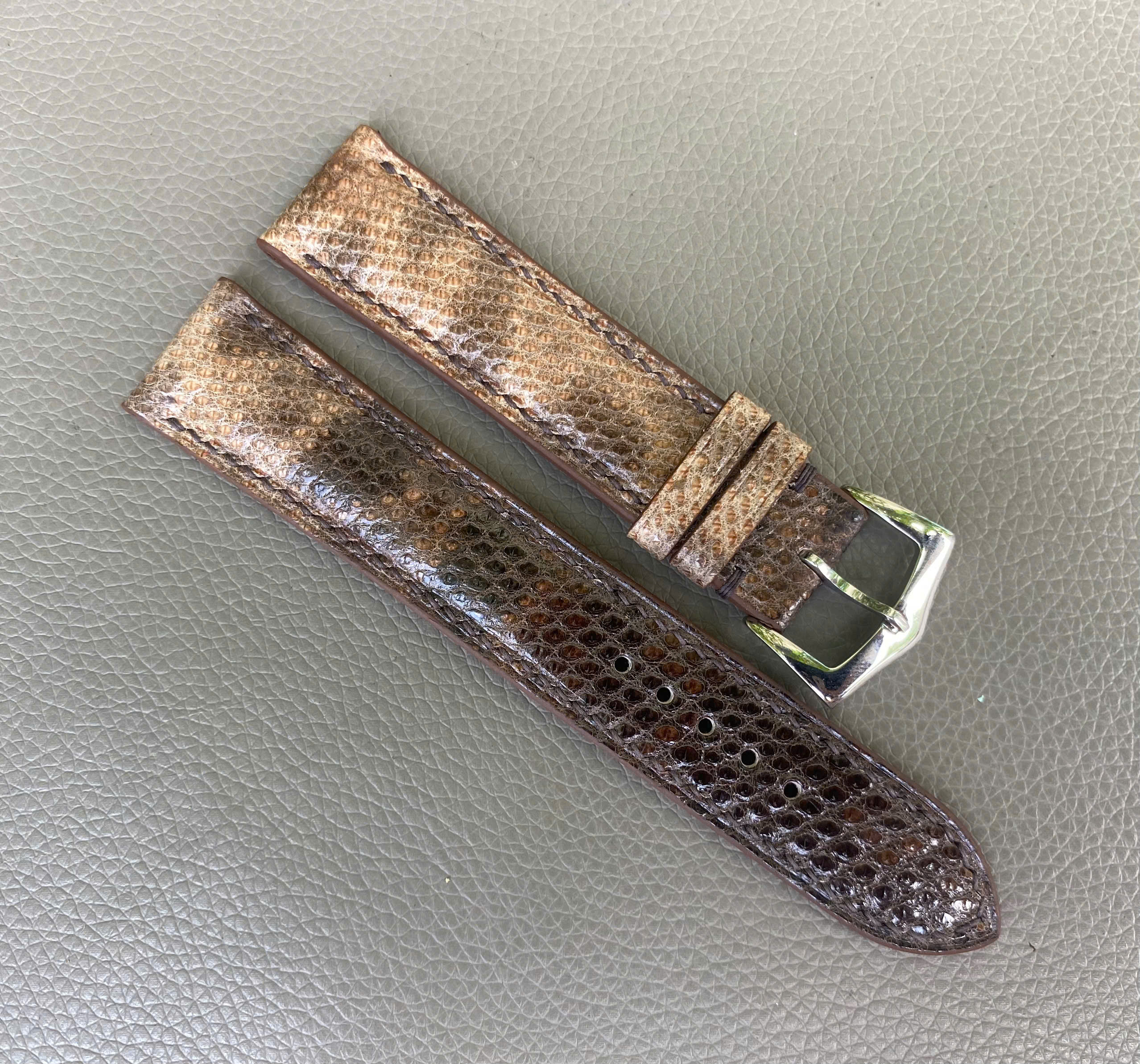 Genuine Karung Snake Leather Watch Strap Band-Brown