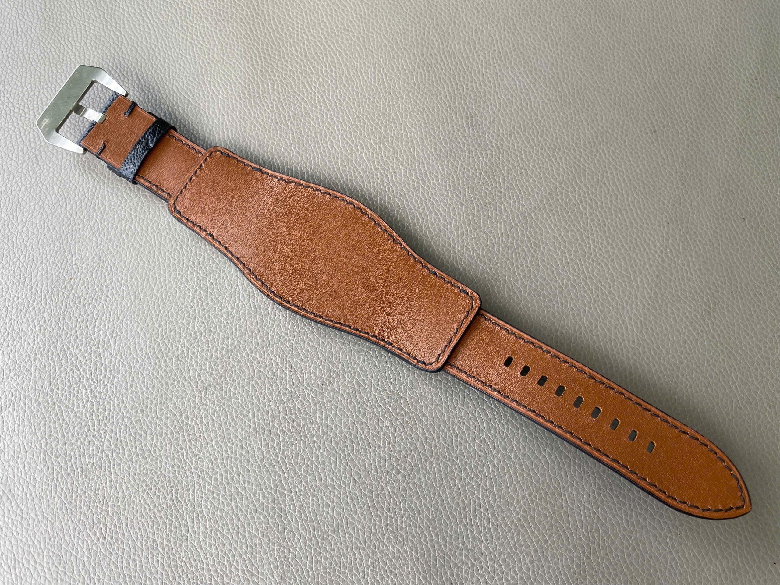 Black Genuine Ostrich Leg Leather Watch BundStrap - Image 4